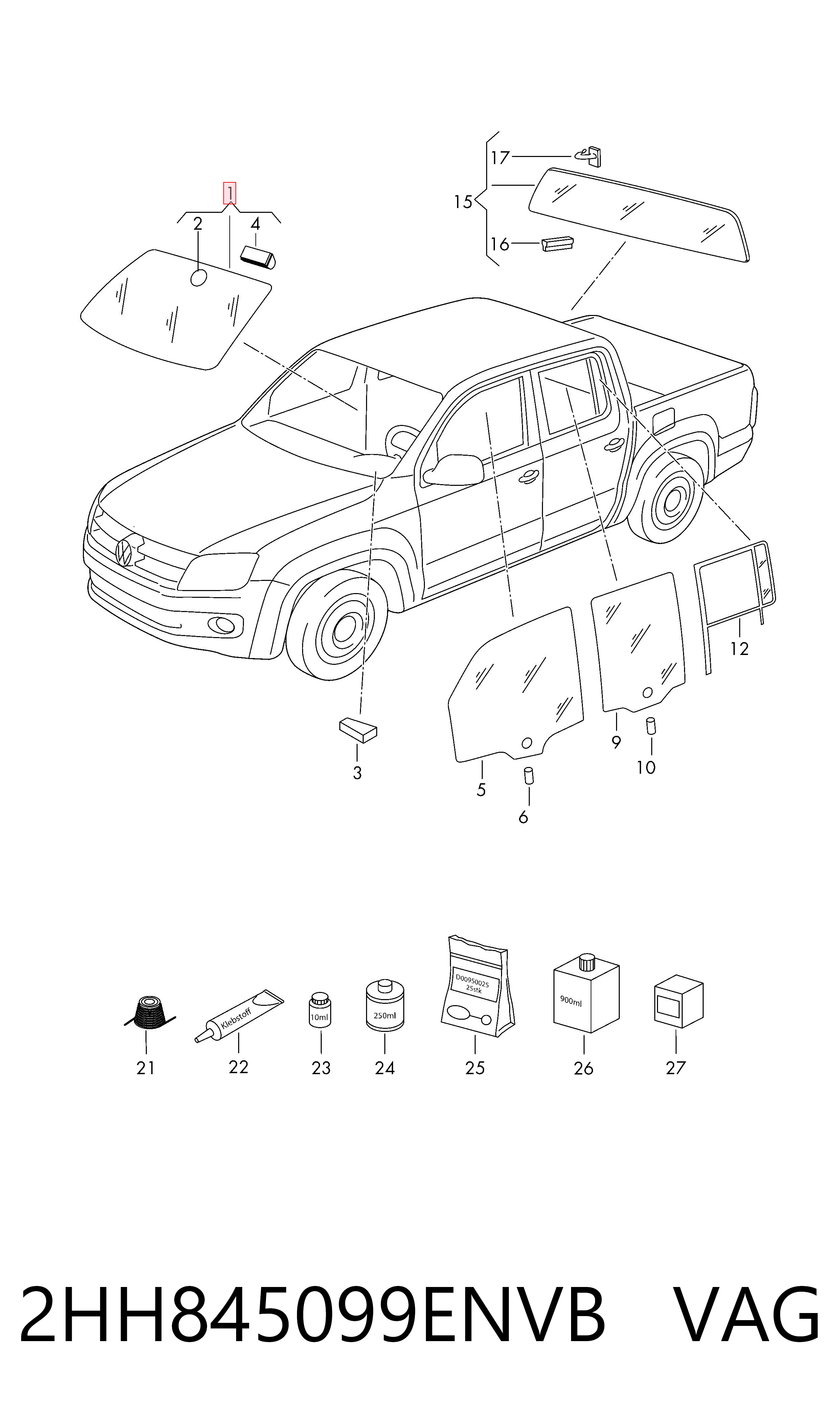 Comprar Parabrisas Volkswagen AMAROK  2HA, 2HB, S1B, S6B, S7A, S7B