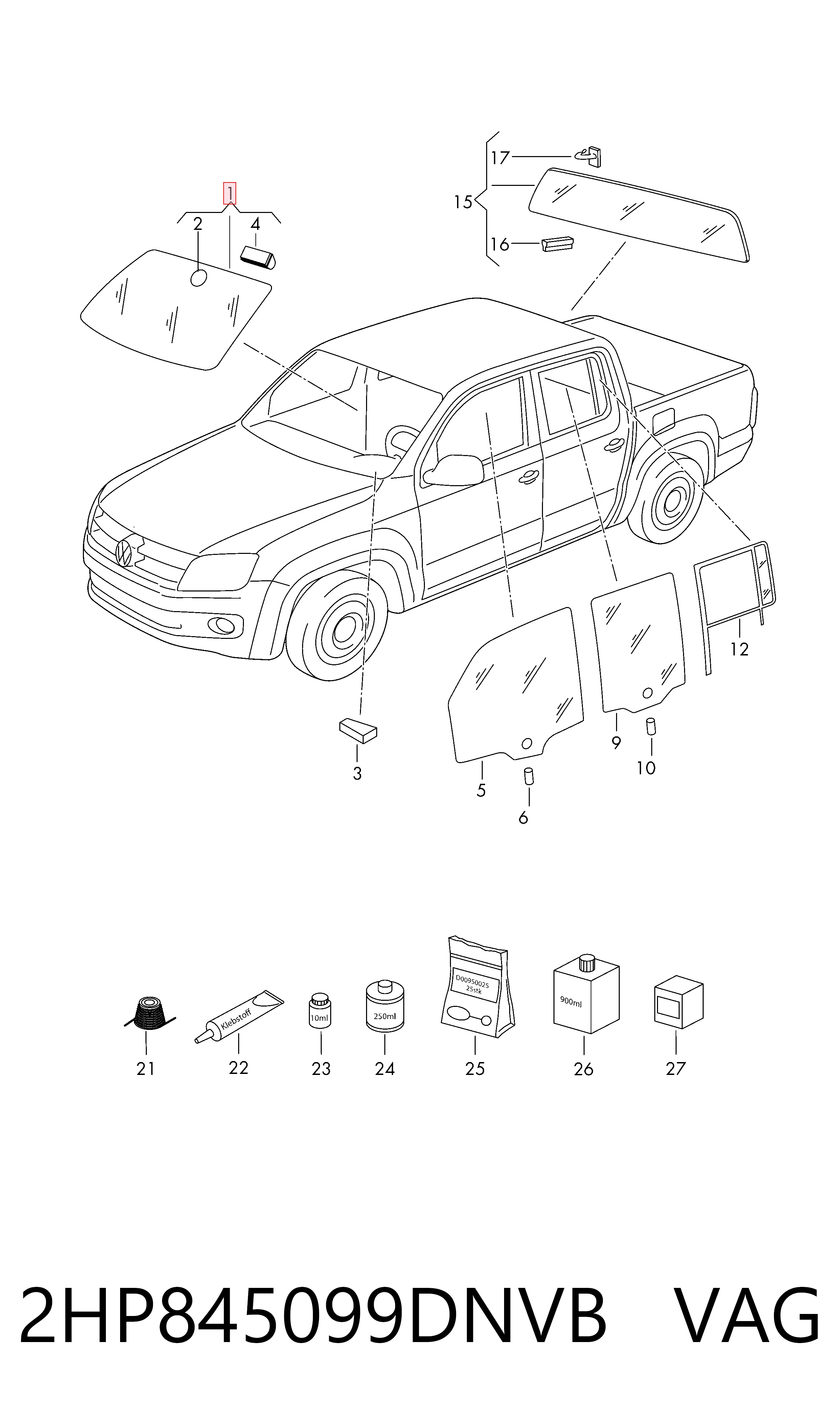 Parabrisas delantero  para Volkswagen AMAROK  2HA, 2HB, S1B, S6B, S7A, S7B