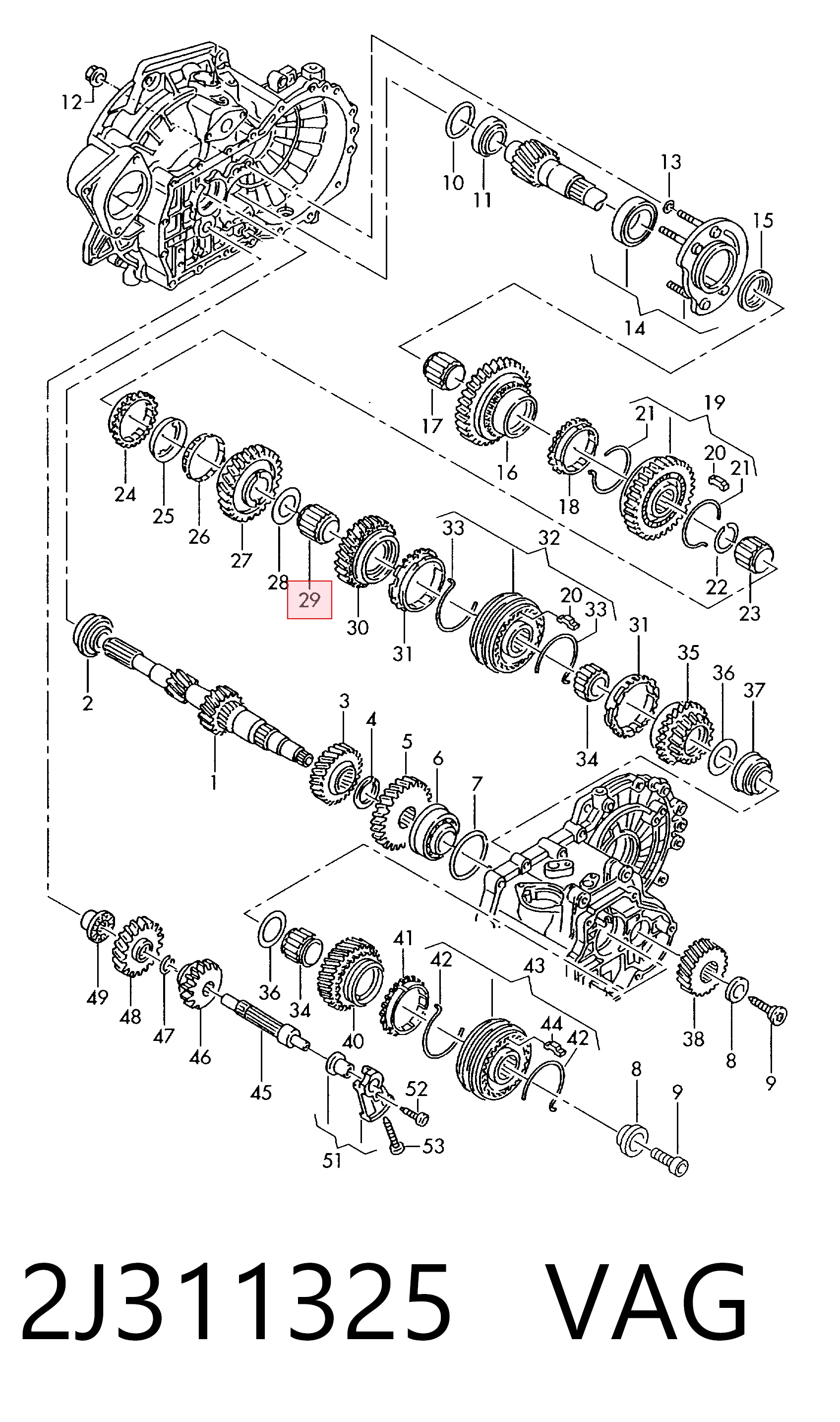 Rodamiento de la caja de cambios 2J311325 VAG