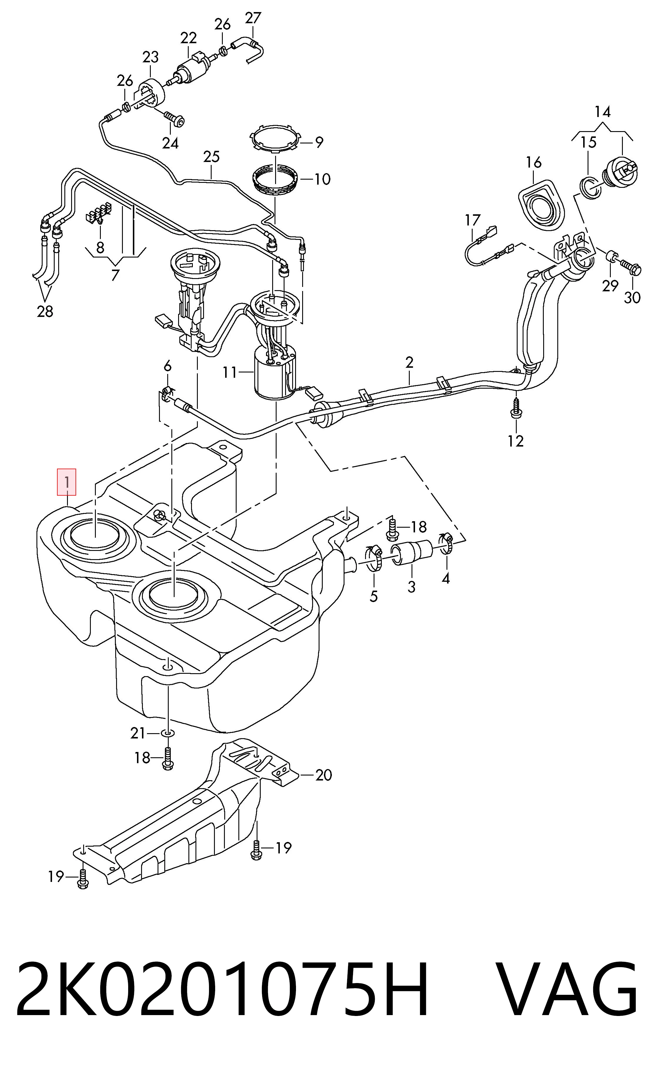 Tanque de combustible Volkswagen Caddy III (2004-2015)