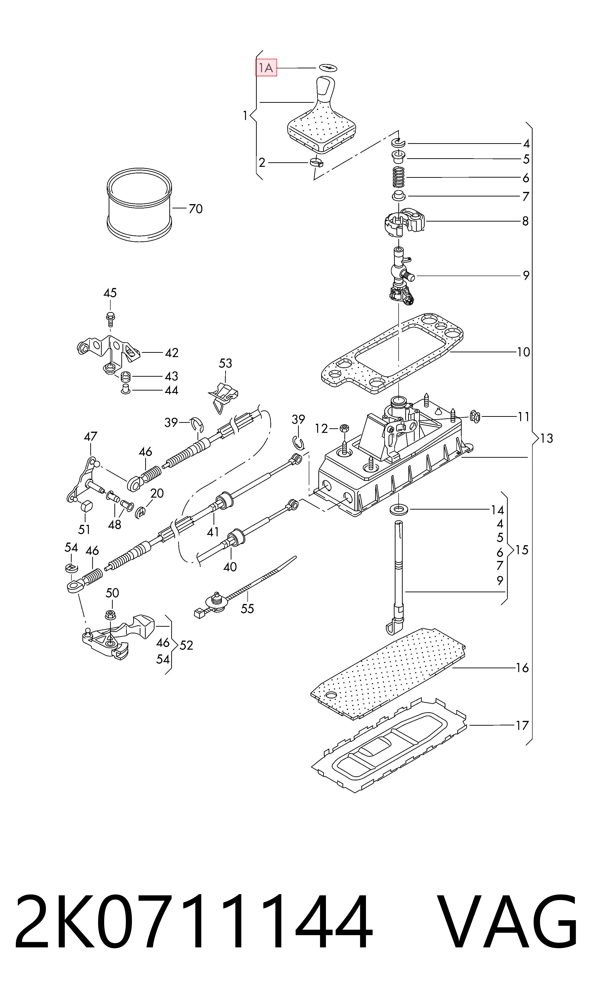 2K0711144 VAG Funda de la palanca de cambios