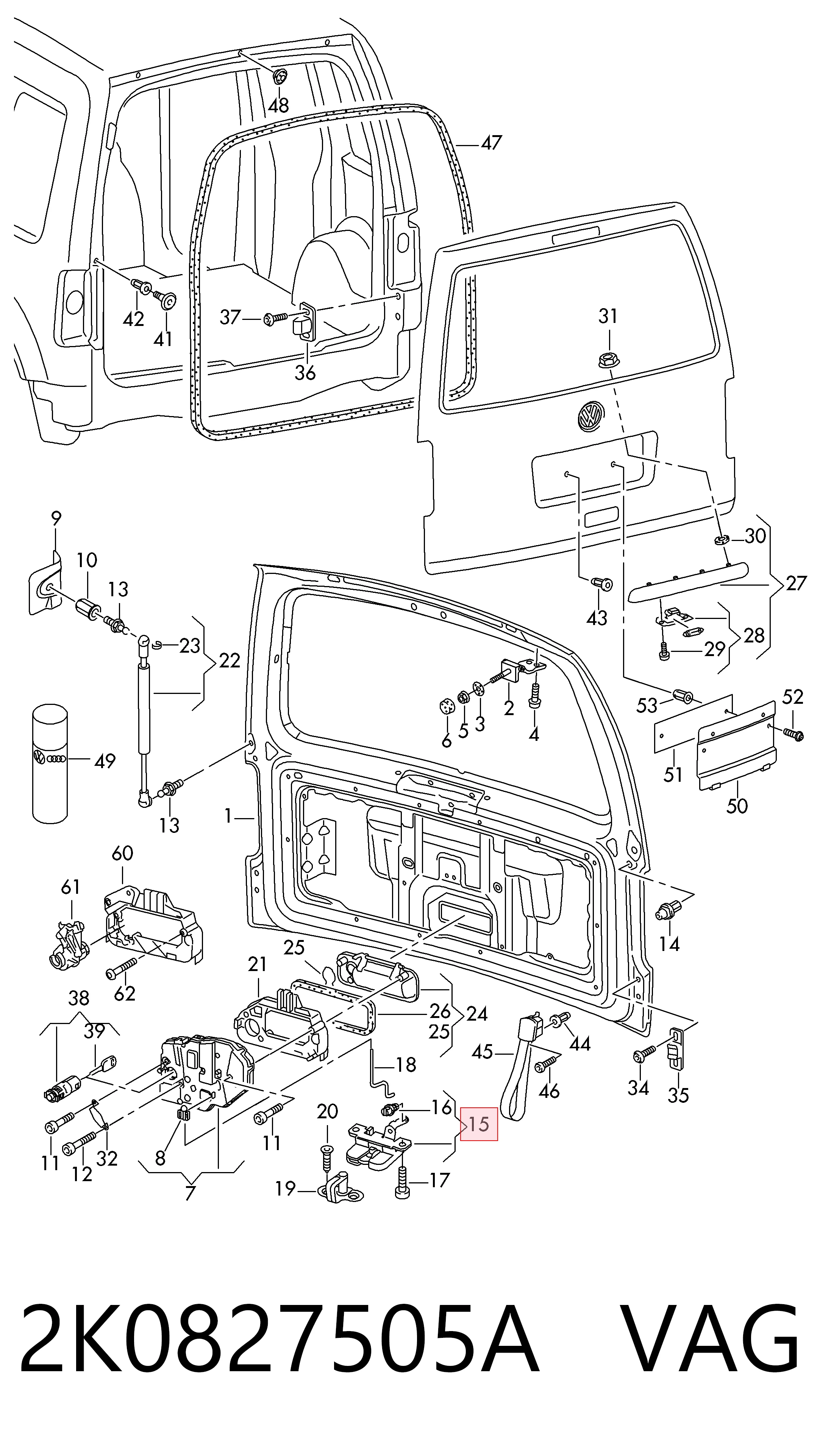 Cierre del maletero para Volkswagen Caddy III 2KB, 2KJ, 2CB, 2CJ