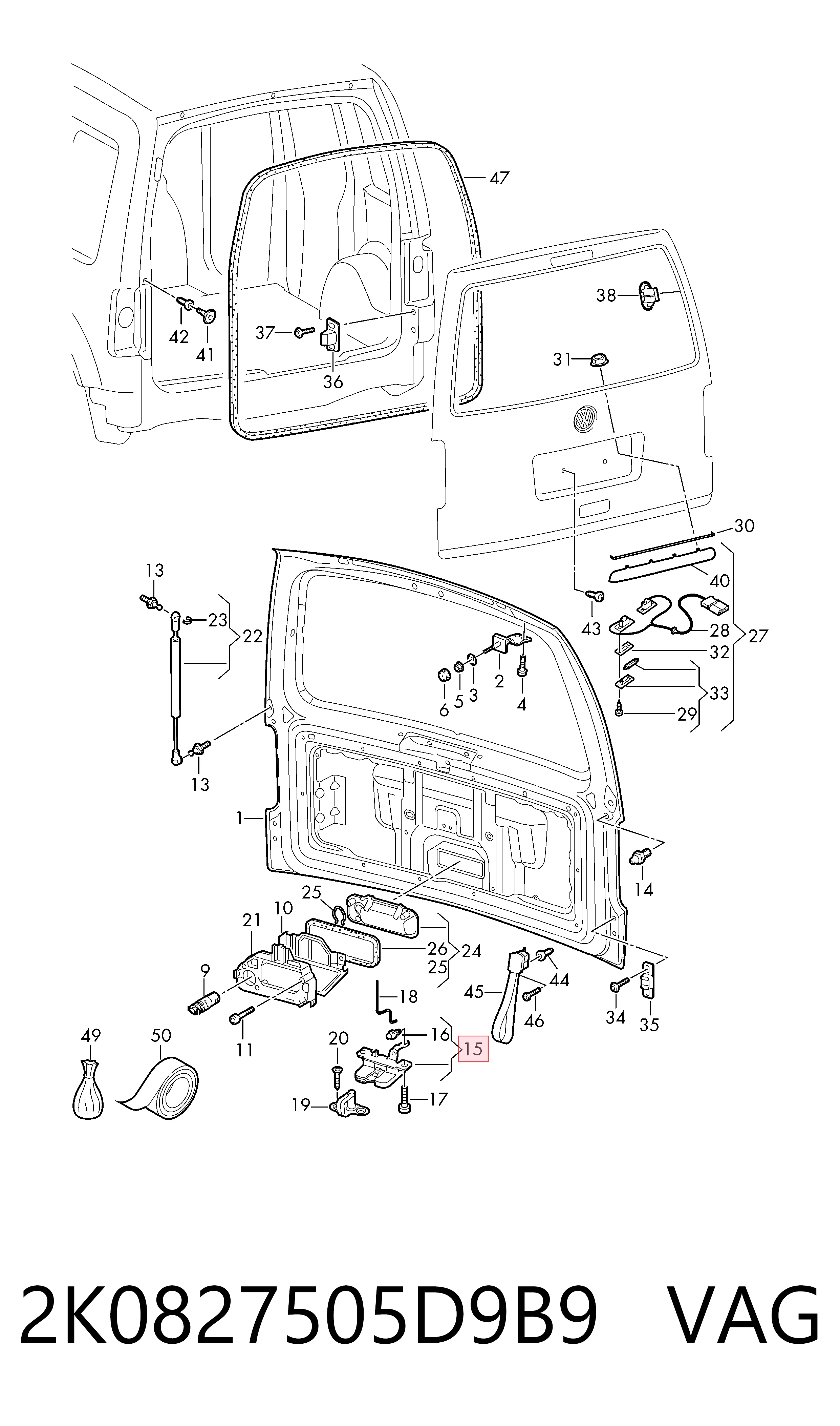 Comprar Cerradura de maletero Volkswagen Caddy III 2KB, 2KJ, 2CB, 2CJ