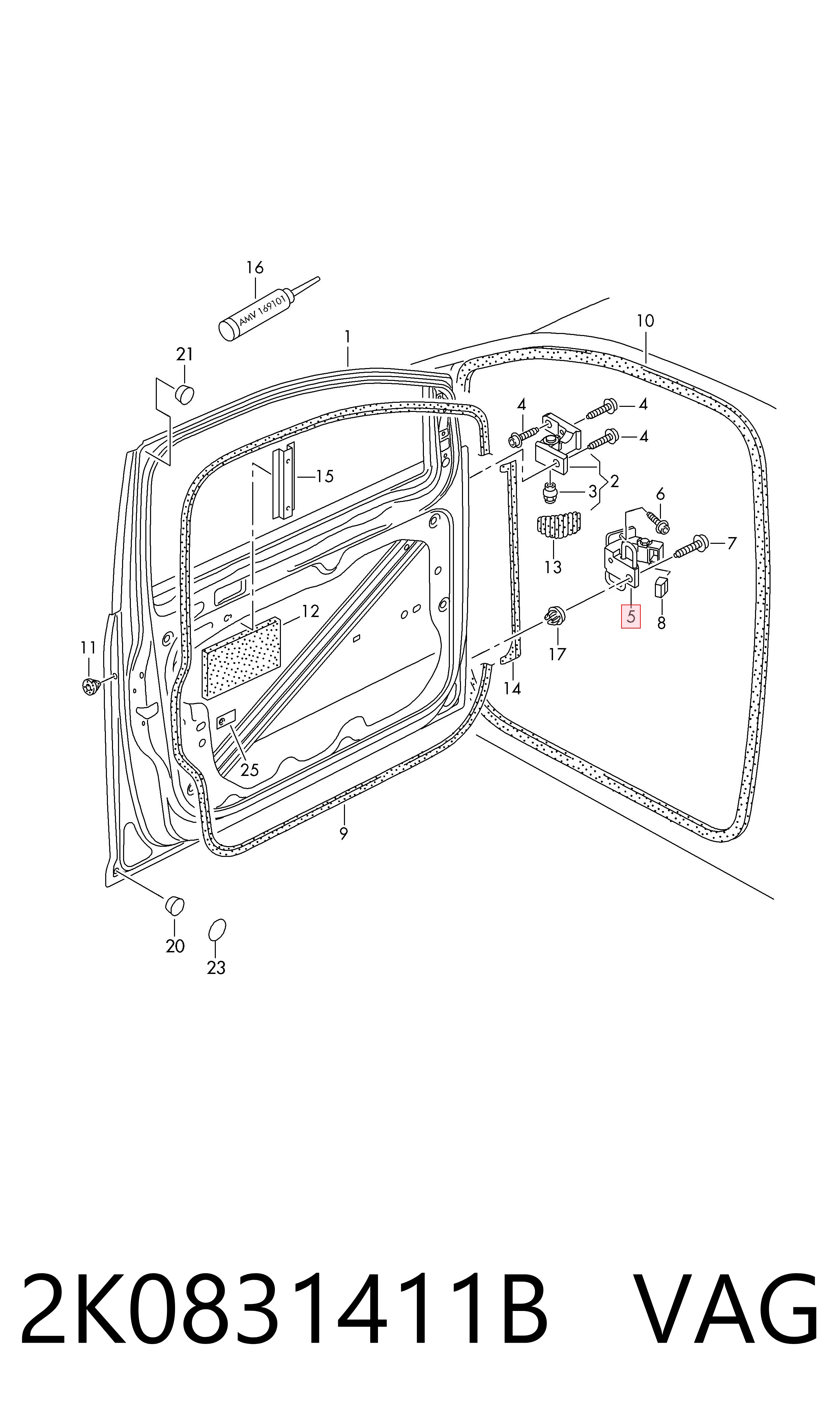 2K0831411B VAG Bisagra de puerta delantera izquierda