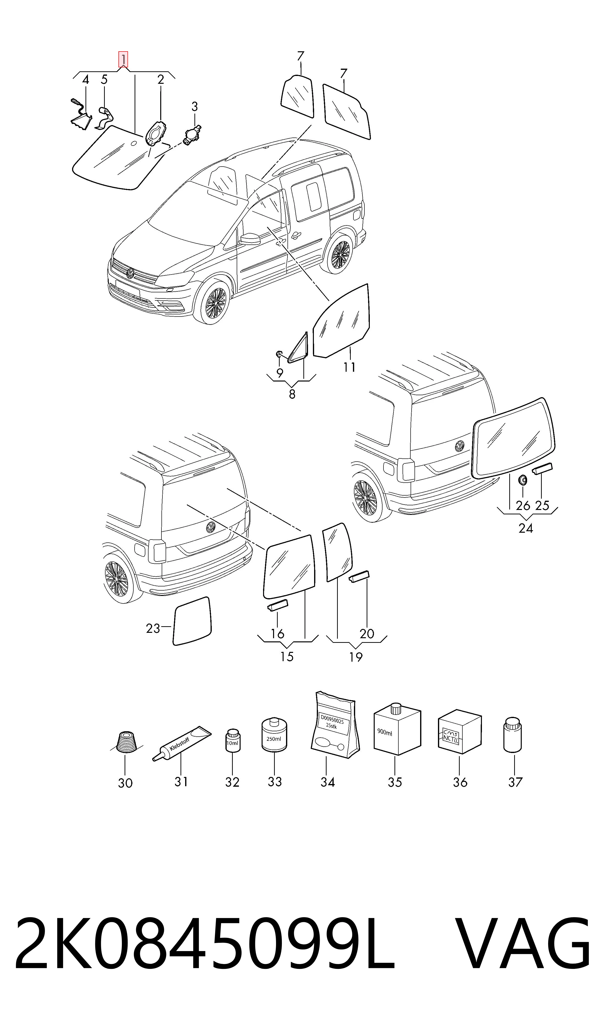 Comprar Luna parabrisas Caddy IV SAB, SAJ
