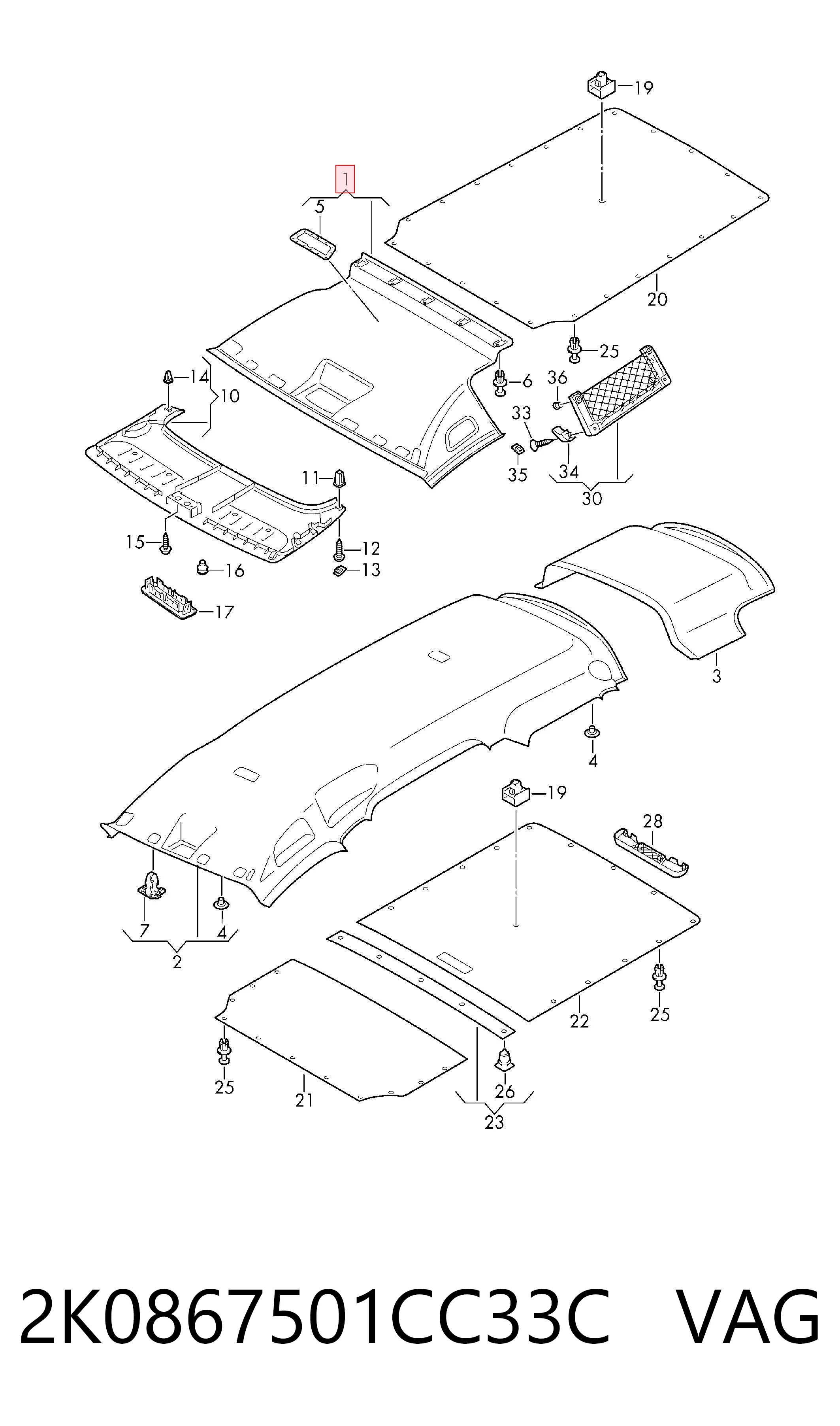 Techo interior para Volkswagen Caddy SAB
