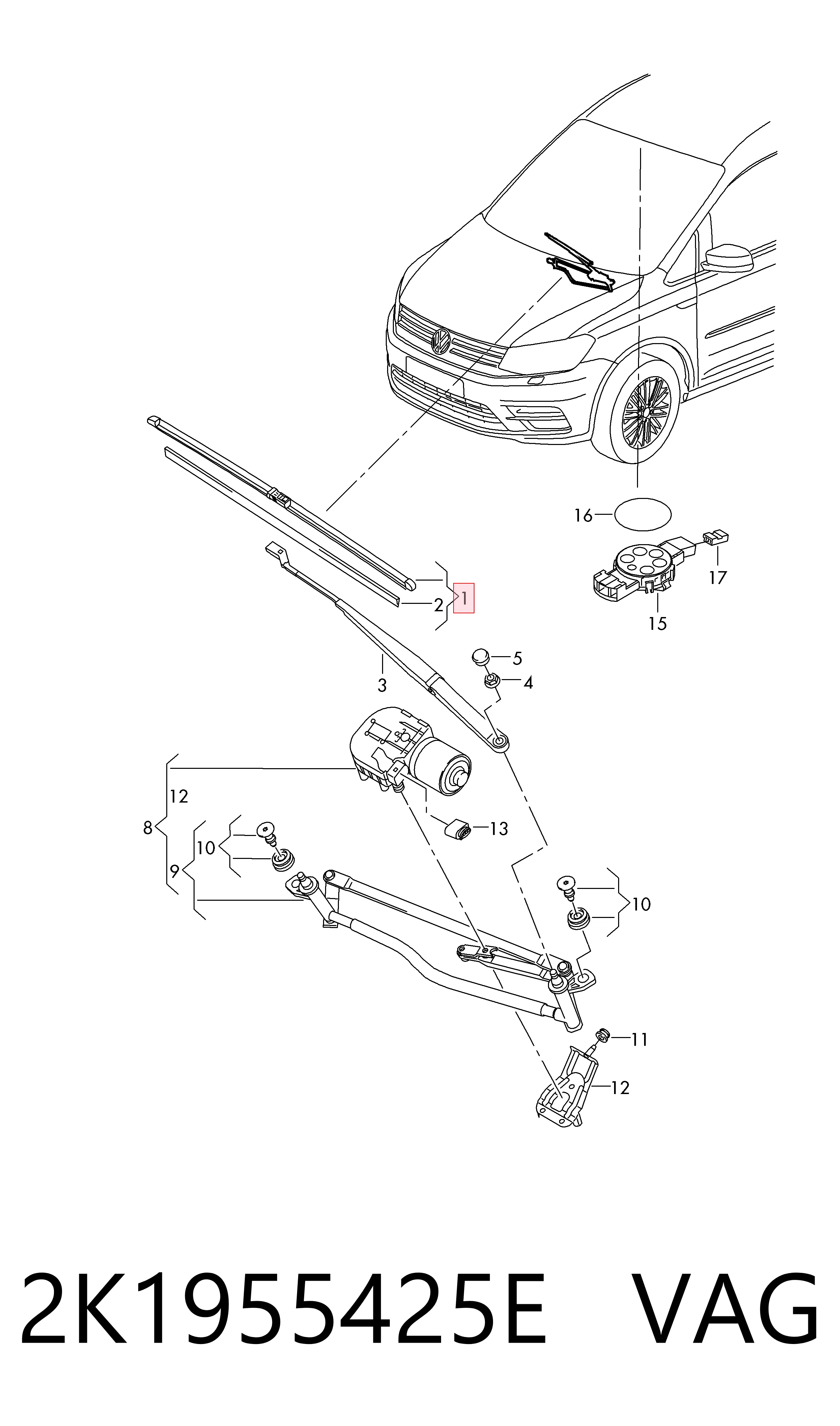 Escobillas de limpiaparabrisas delanteras Volkswagen Caddy IV