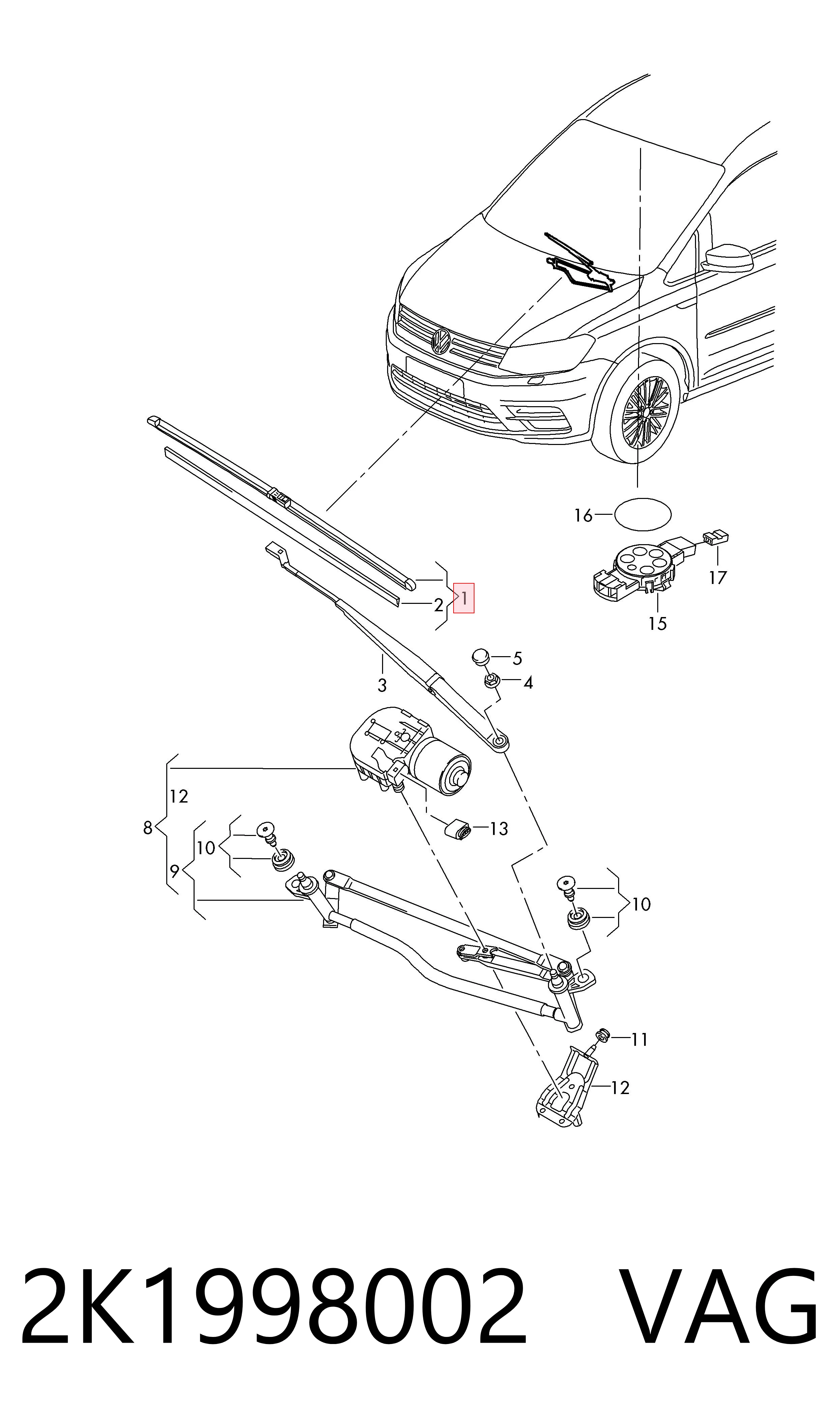 Escobillas Limpiaparabrisas delanteras Volkswagen Caddy IV (2015-2026)