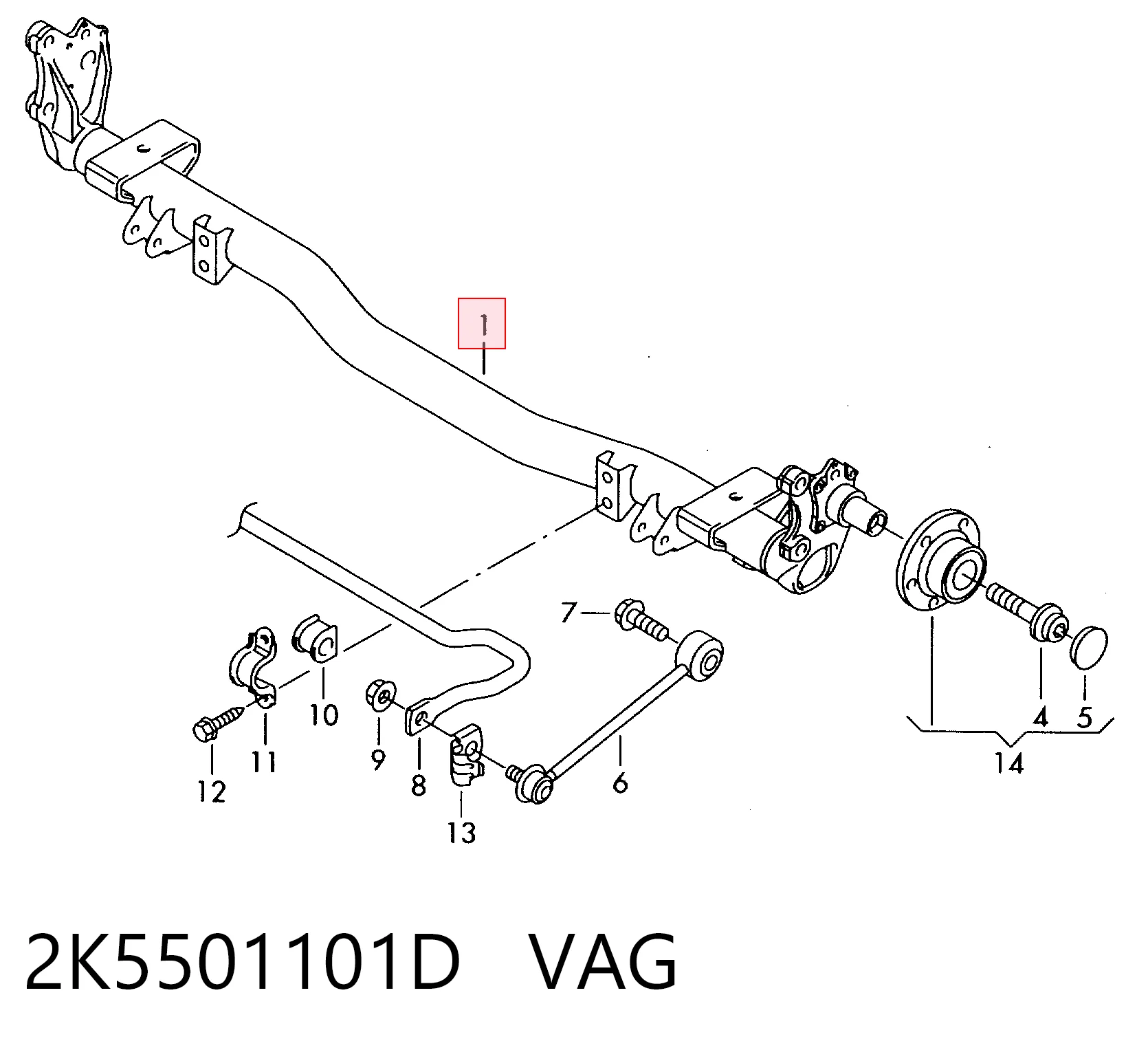 2K5501101D VAG Subchasis trasero soporte motor