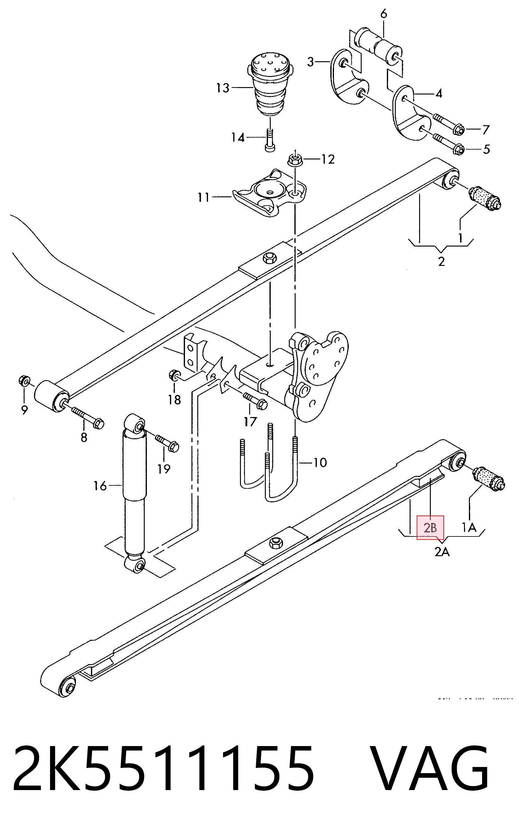 Tope de ballesta trasera VAG 2K5511155 precio, desde 6,26 EUR