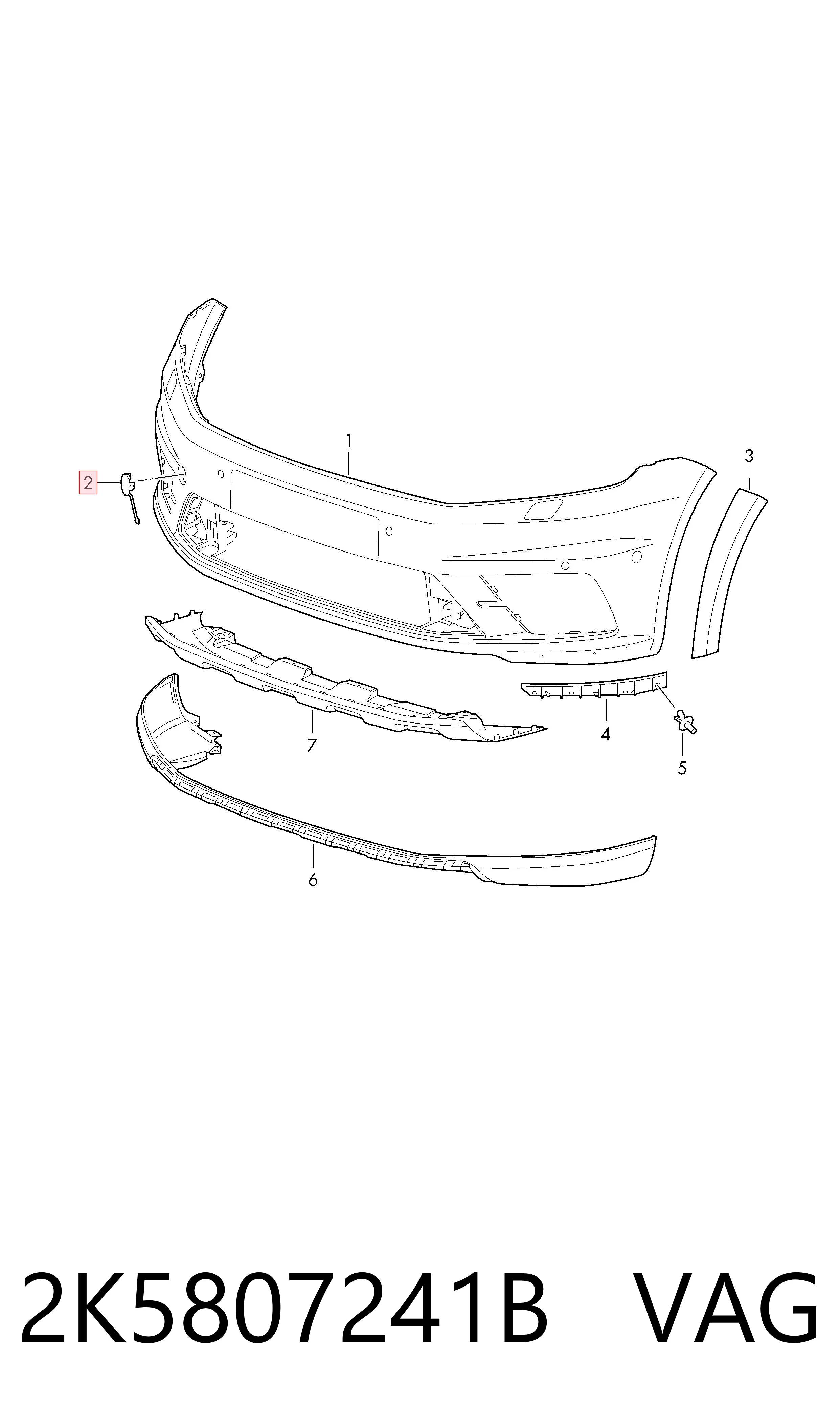 Tapa del enganche de remolcado delantera para Volkswagen Caddy SAB