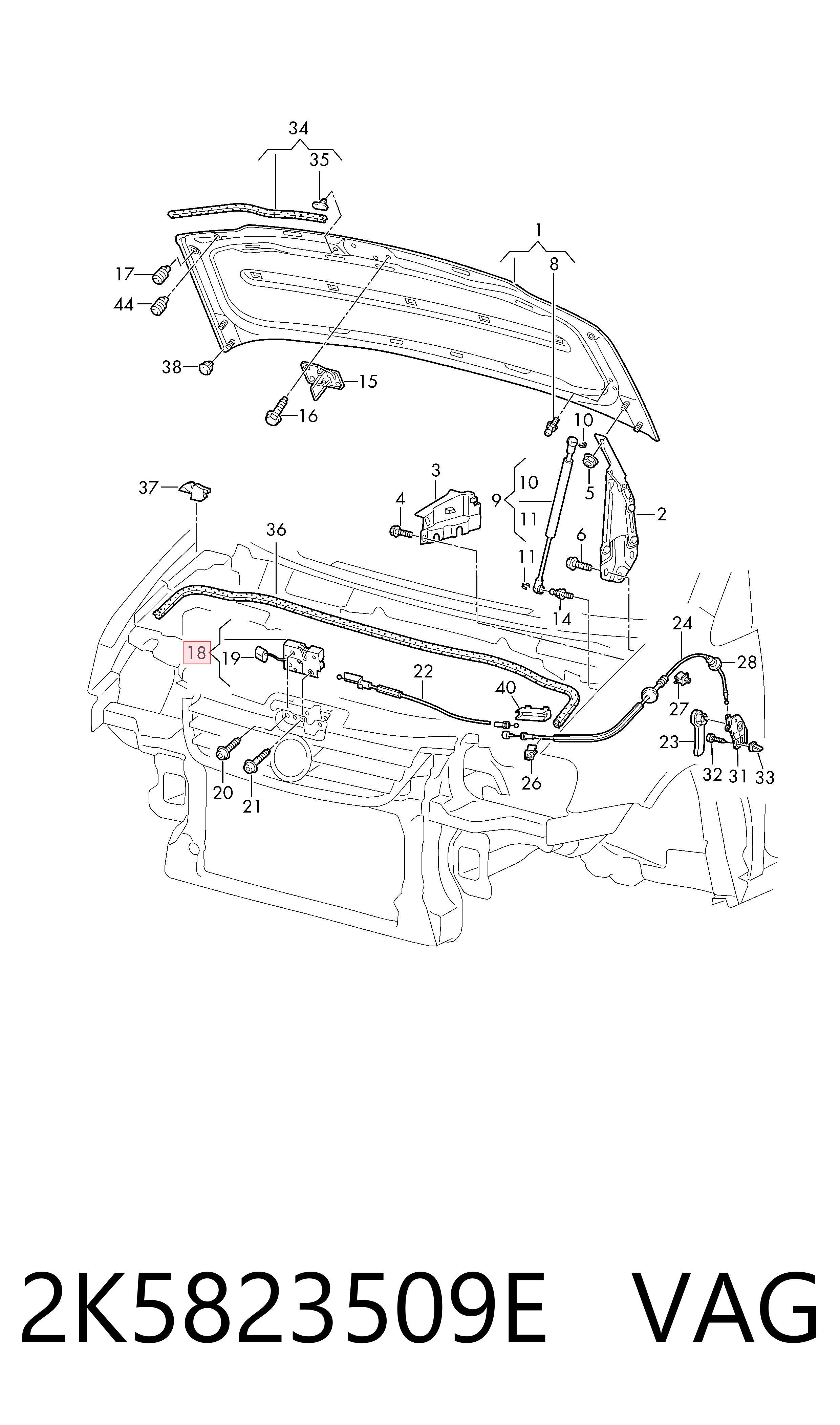 Comprar 2K5823509E VAG Cerradura de capó