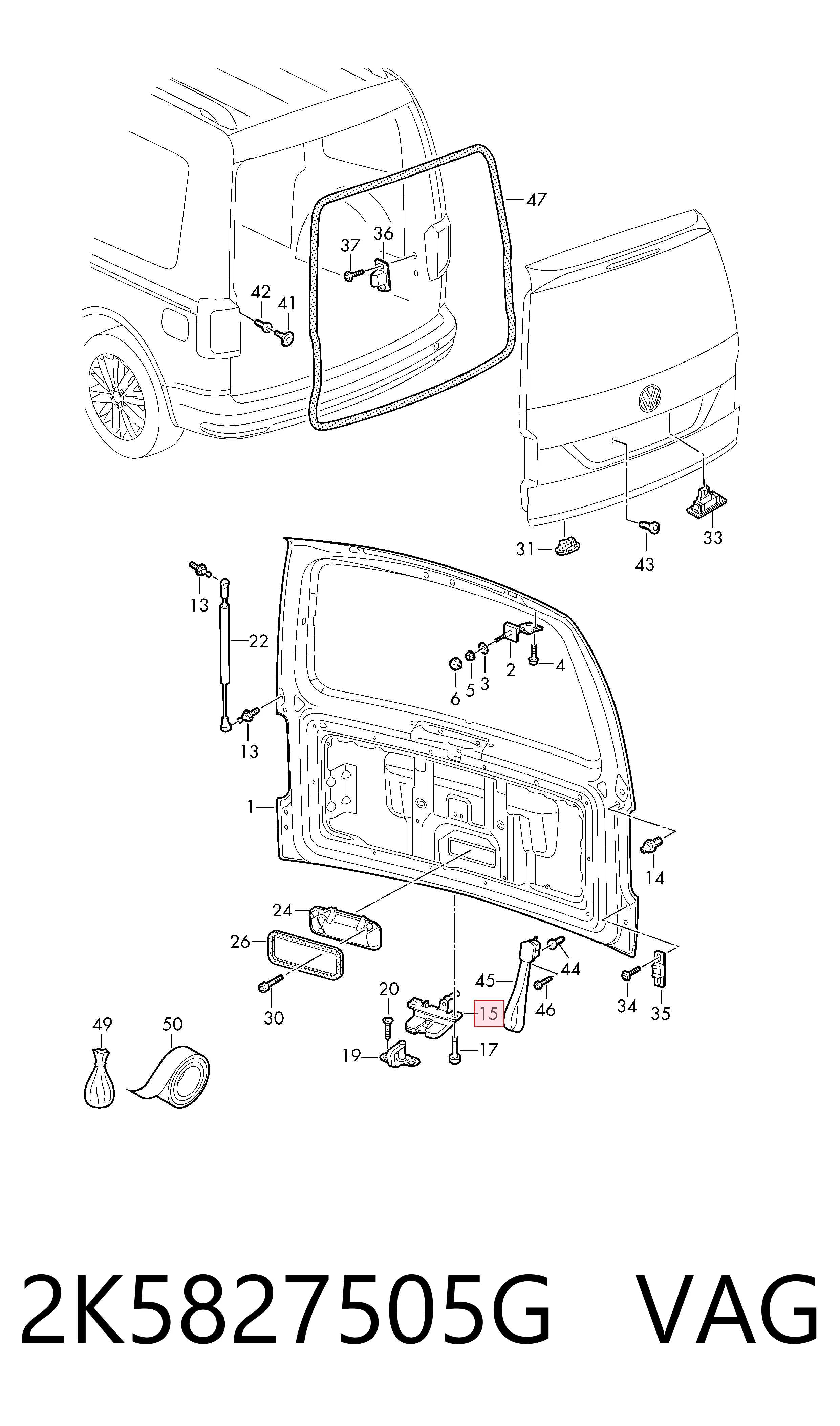 Comprar Cerradura de tapa de maletero Volkswagen Caddy IV SAB, SAJ a bajo precio