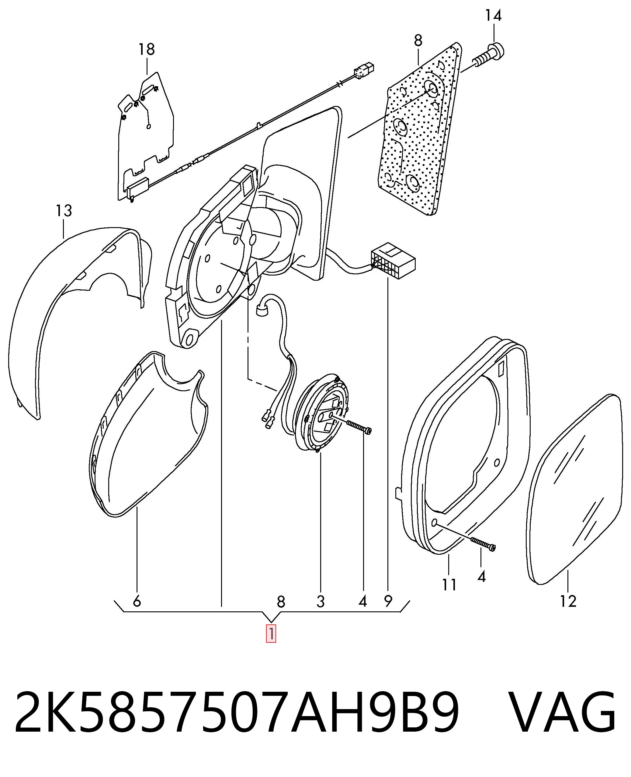 Espejo izquierdo VAG 2K5857507AH9B9 precio, desde 101,34 EUR