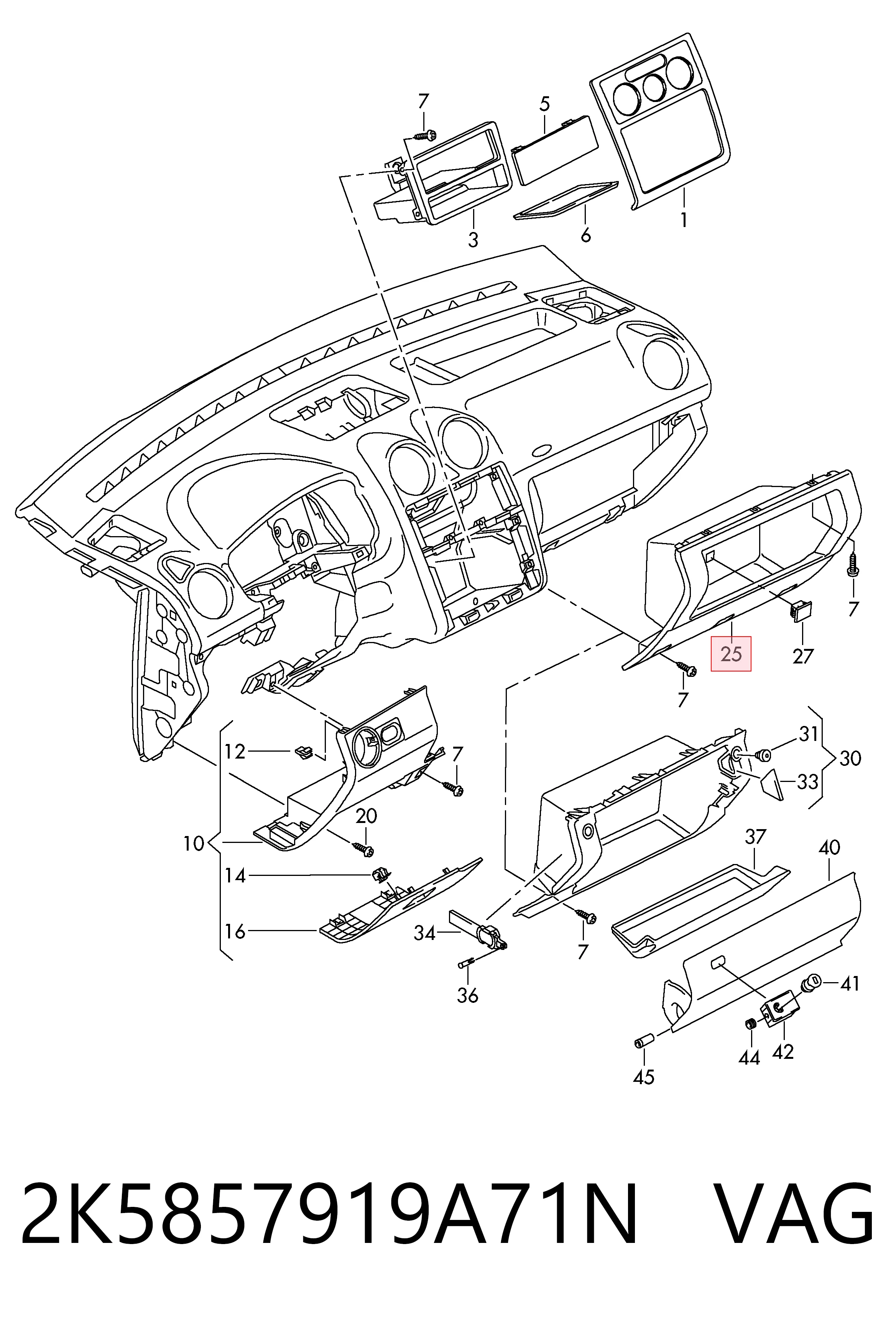 Comprar Guantera Volkswagen Caddy III 2KB, 2KJ, 2CB, 2CJ a bajo precio