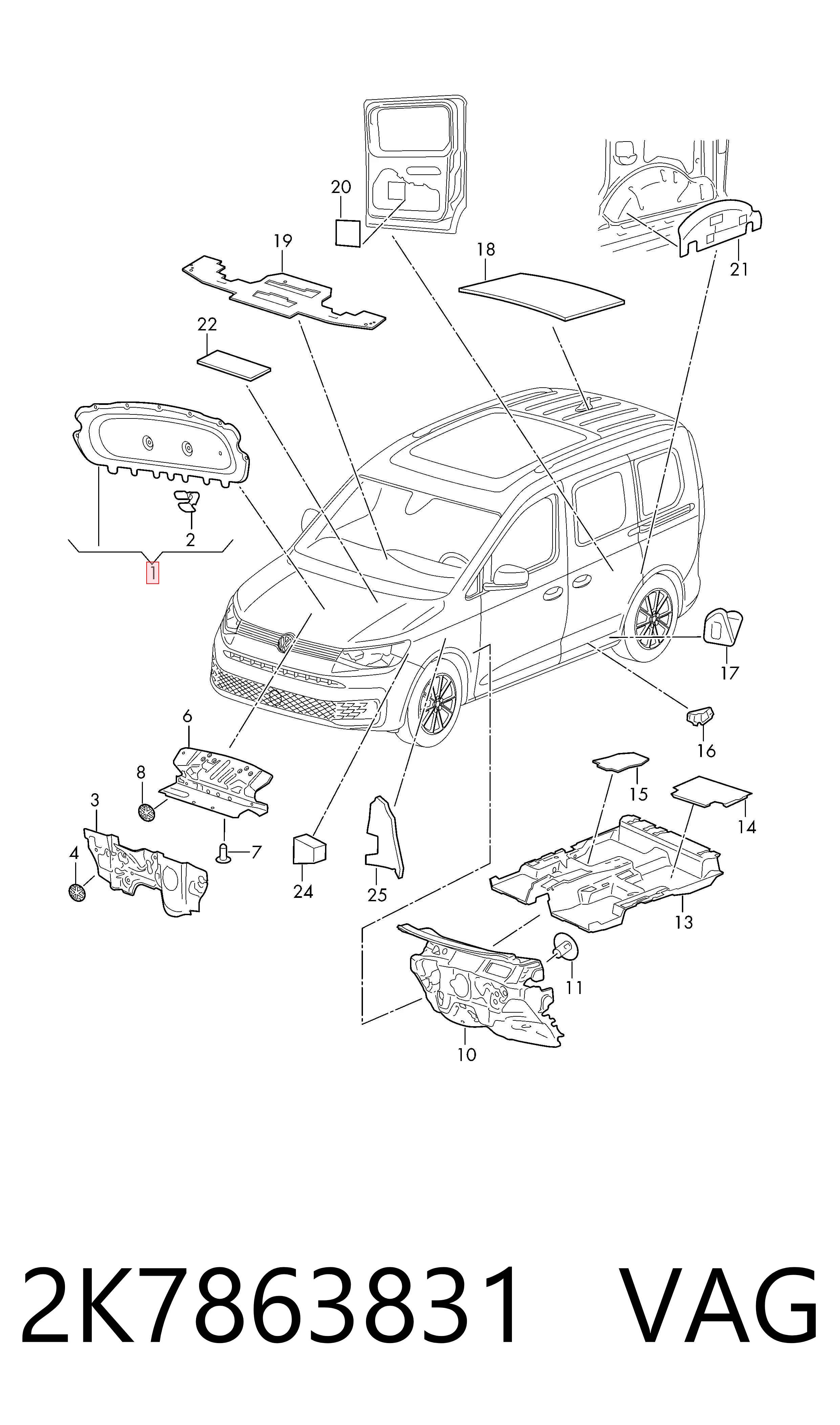 Comprar Aislamiento del Capó Volkswagen Caddy IV SAB, SAJ