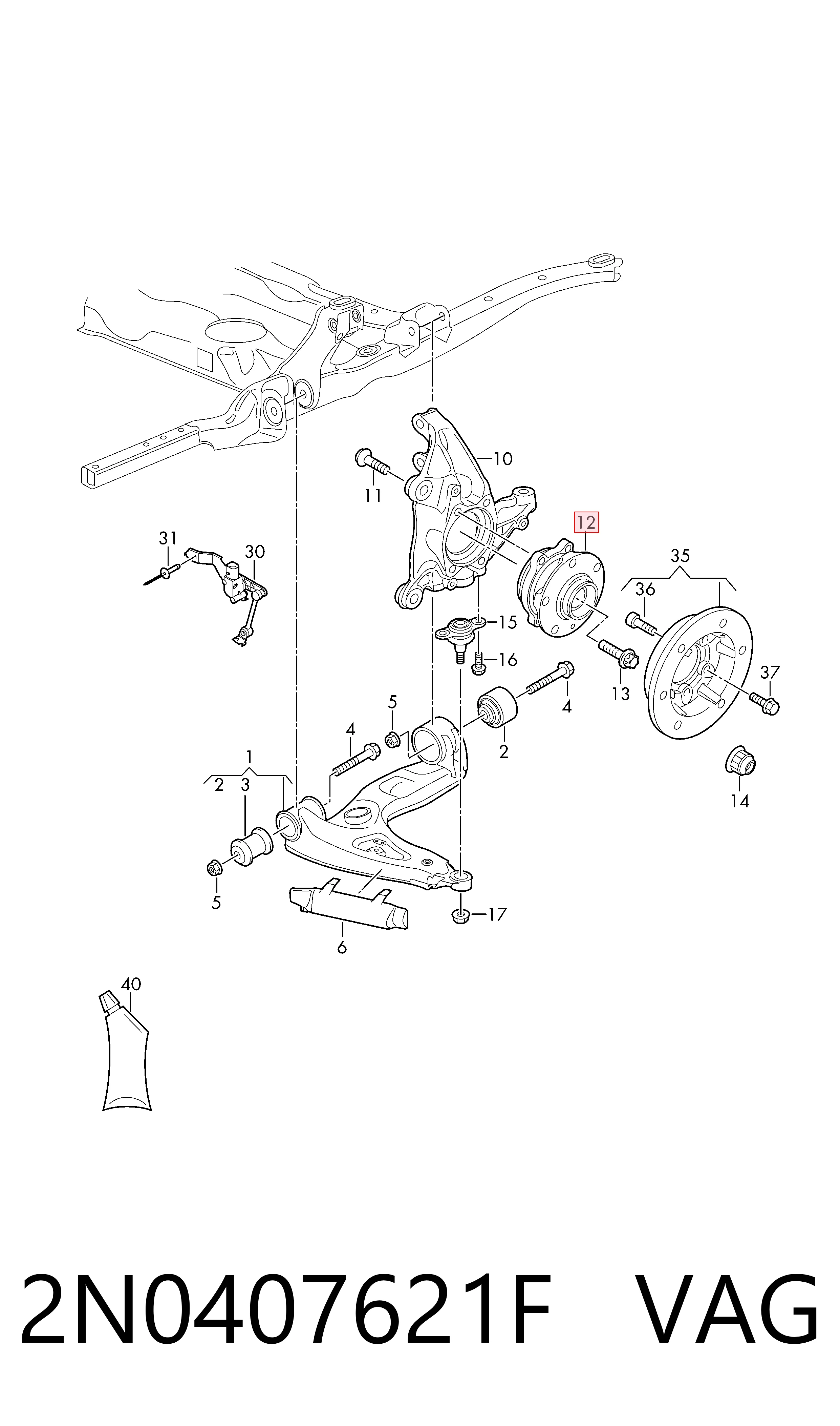 2N0407621F VAG Cubo delantero
