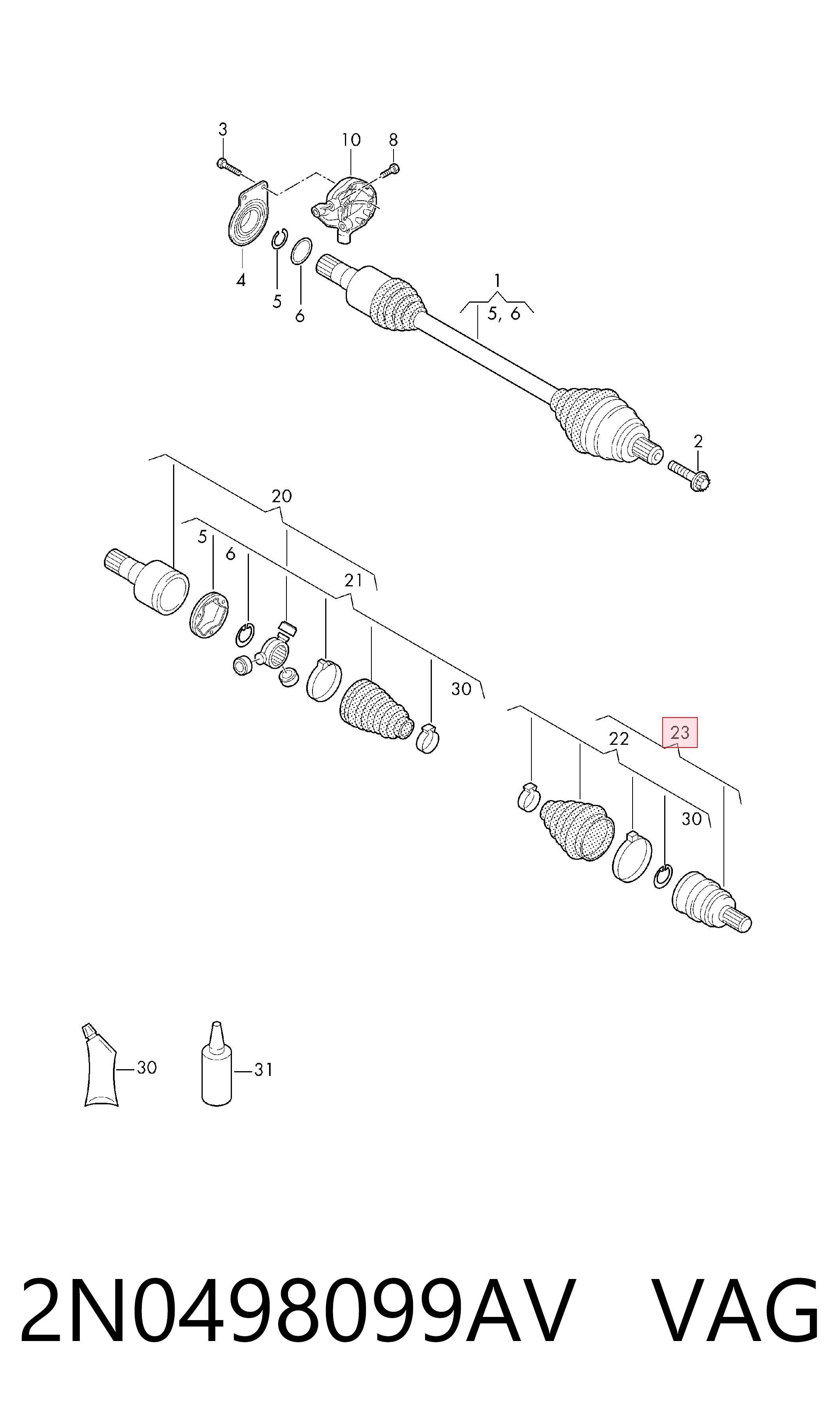 Junta homocinetica para Volkswagen Crafter SY, SX, SYB, SYC, SYD, SYM