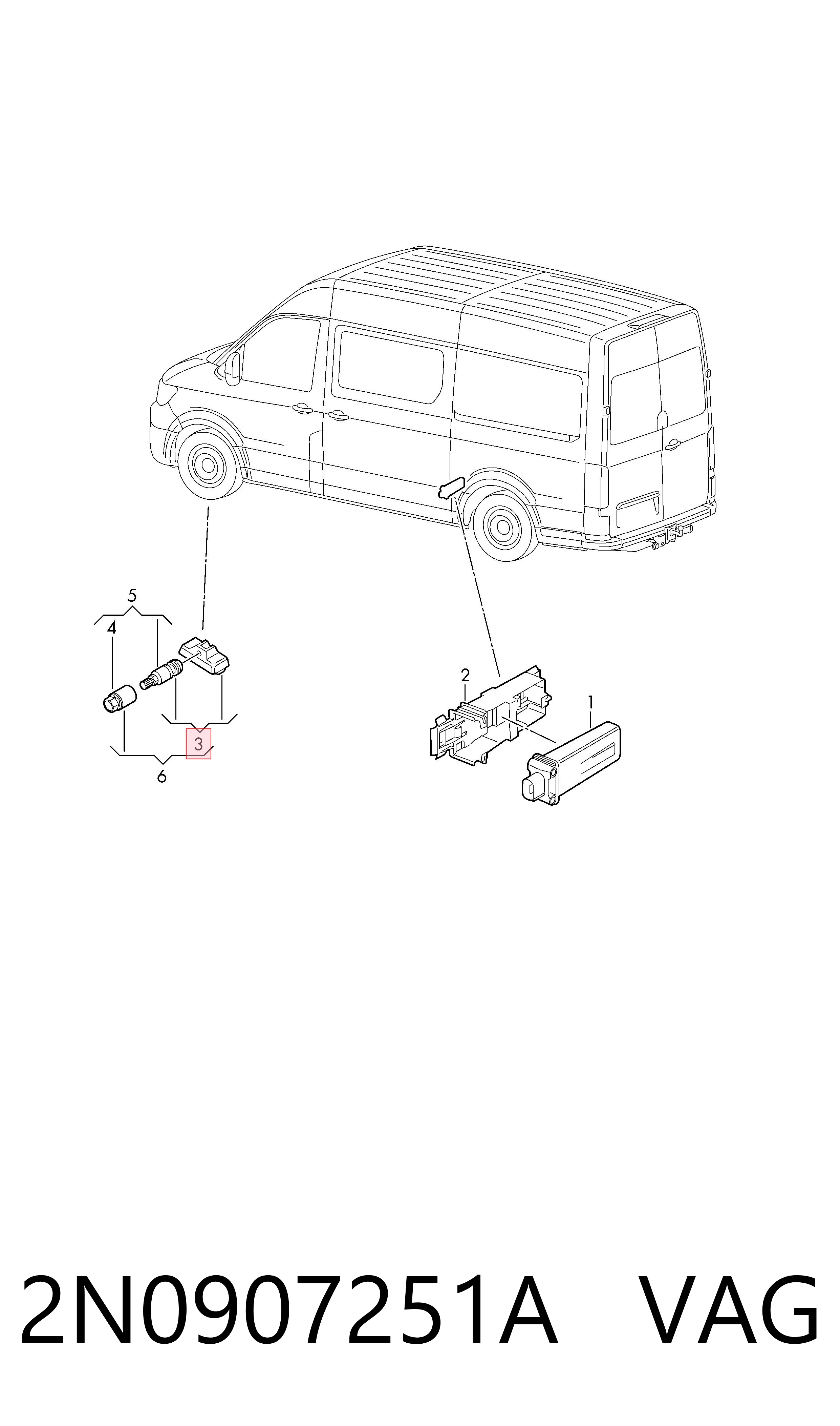 2N0907251A VAG Sensor de presión de neumáticos (TPMS)