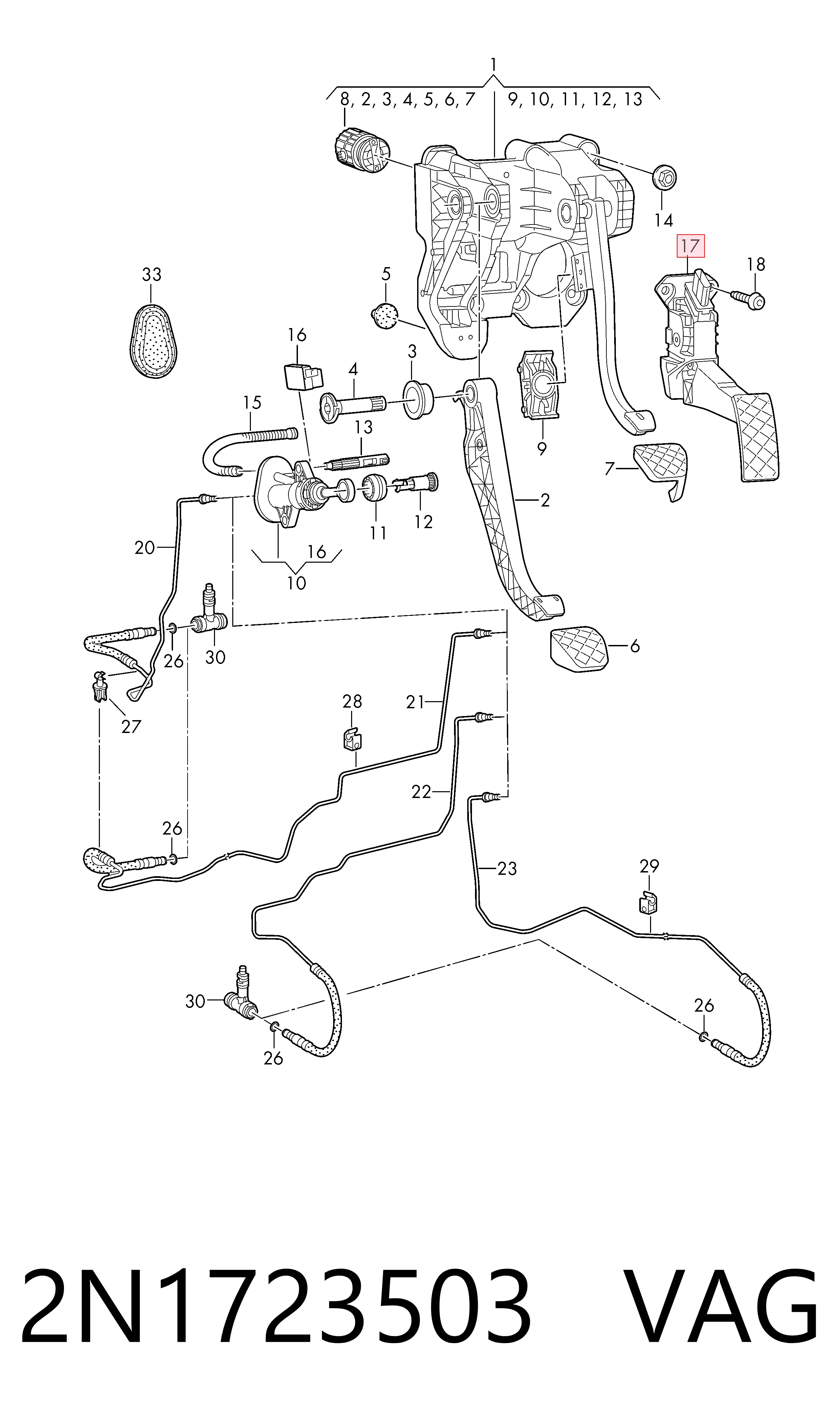Pedal de aceleracion para Volkswagen Crafter  SY, SX, SYB, SYC, SYD, SYM