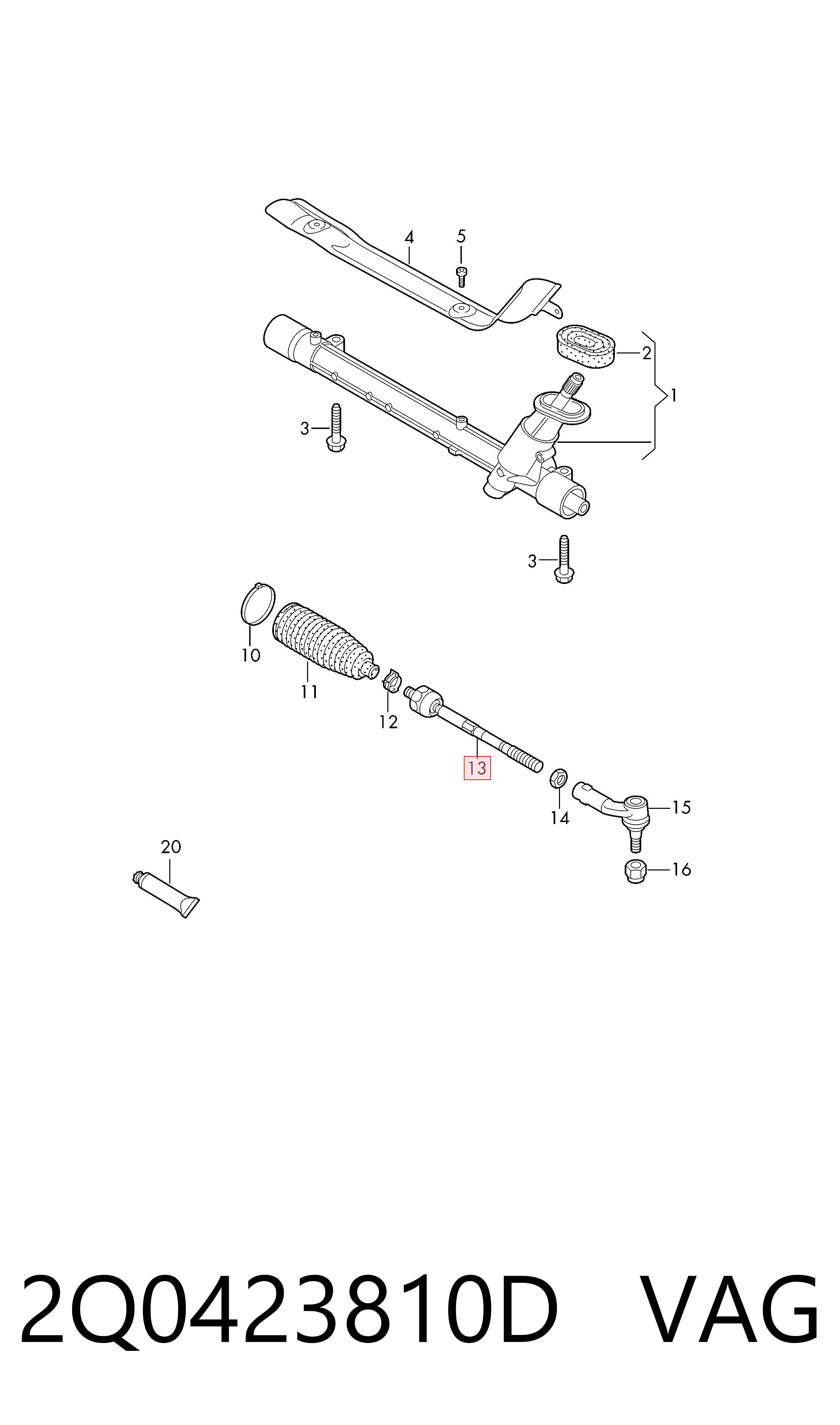 2Q0423810D VAG Barra de direccion coche