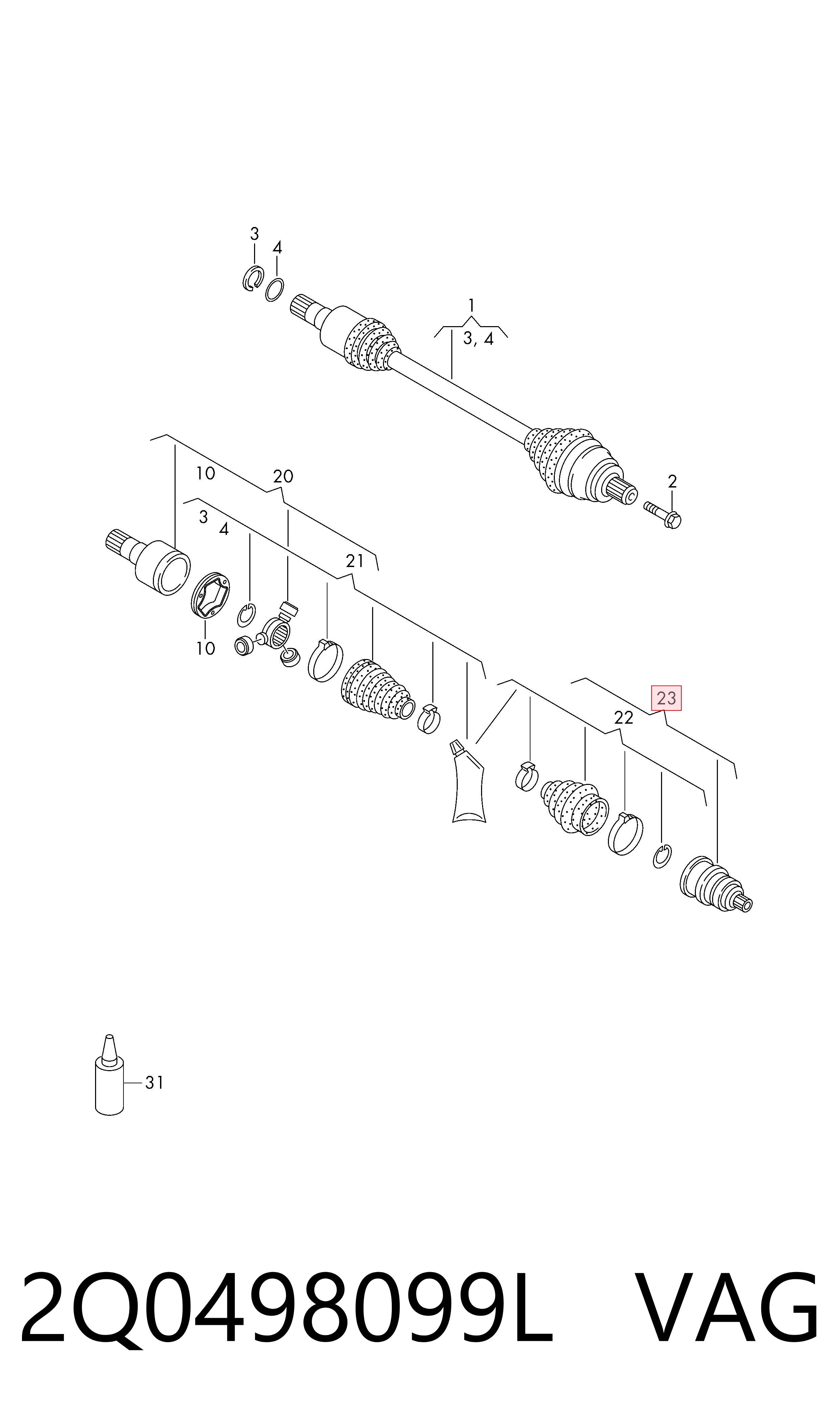 Junta homocinetica para Volkswagen Golf CG5, DB5