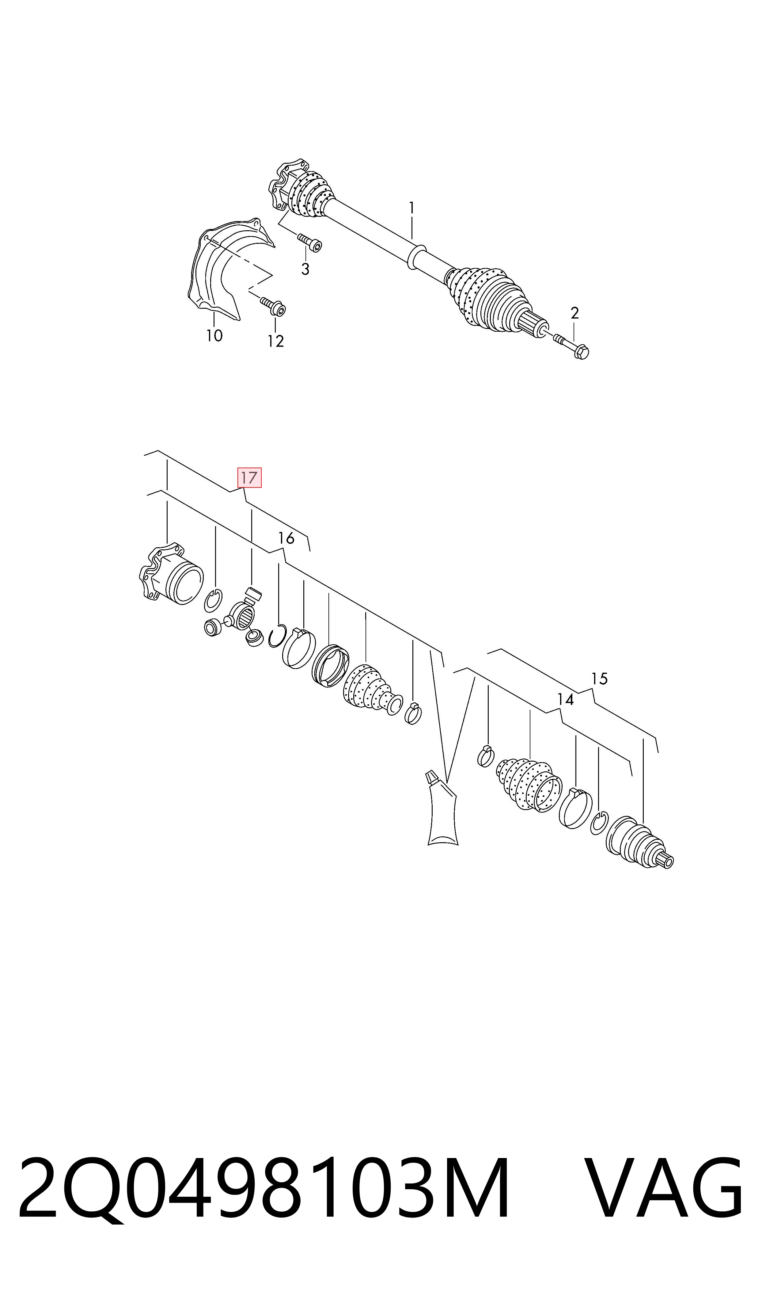 Comprar 2Q0498103M VAG Junta homocinética interna delantera