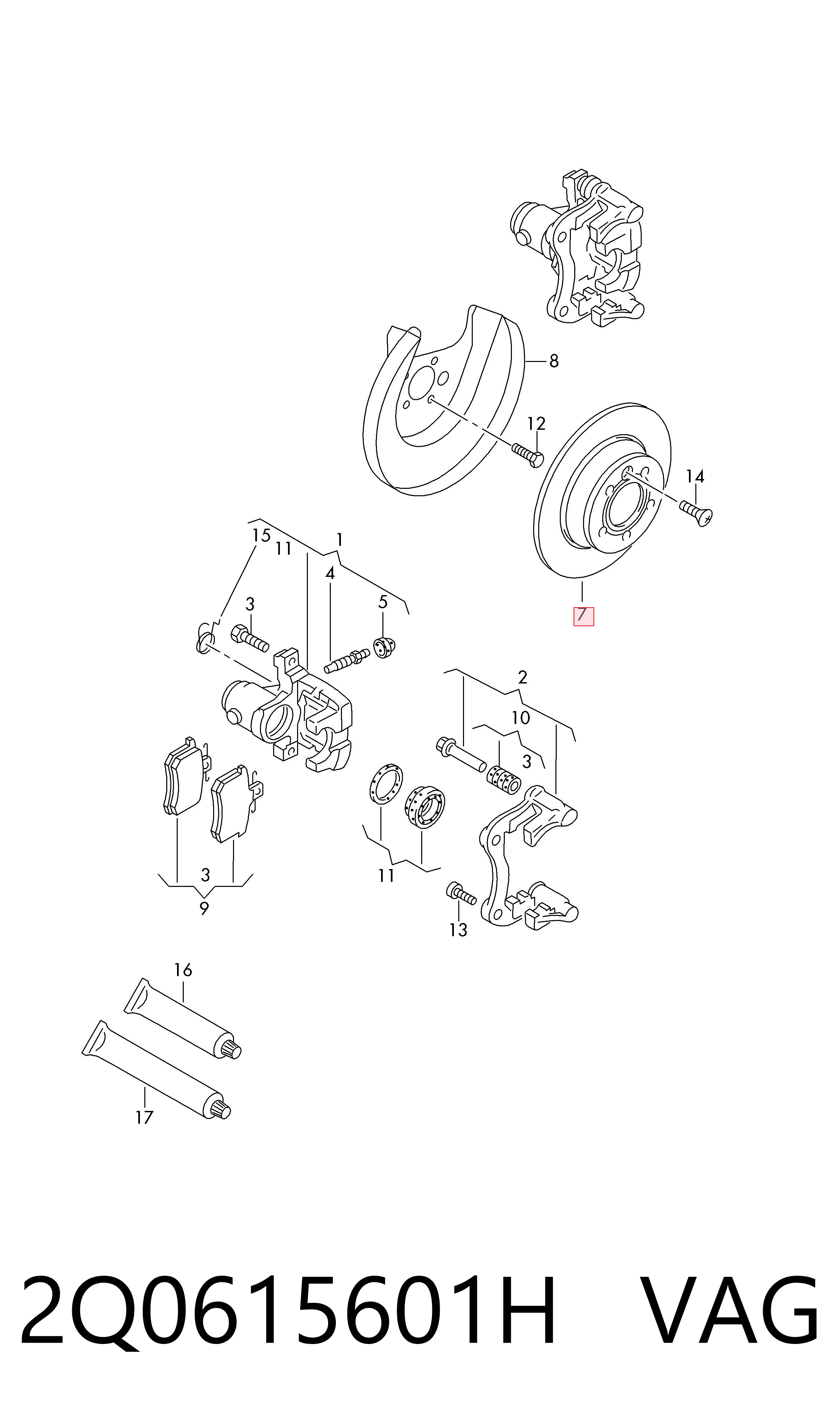Comprar 2Q0615601H VAG Disco de freno trasero