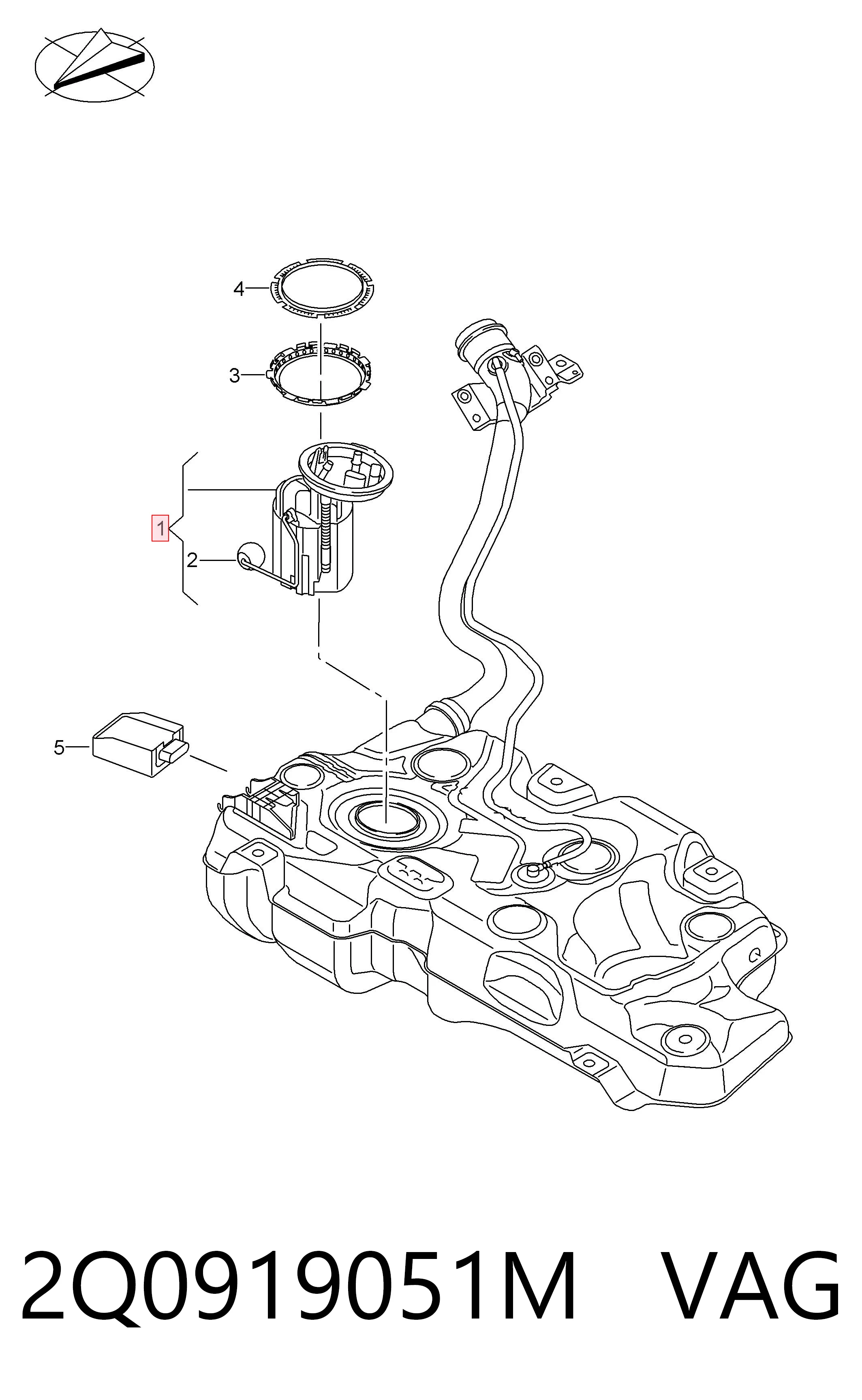 2Q0919051M VAG Módulo de alimentación de combustible