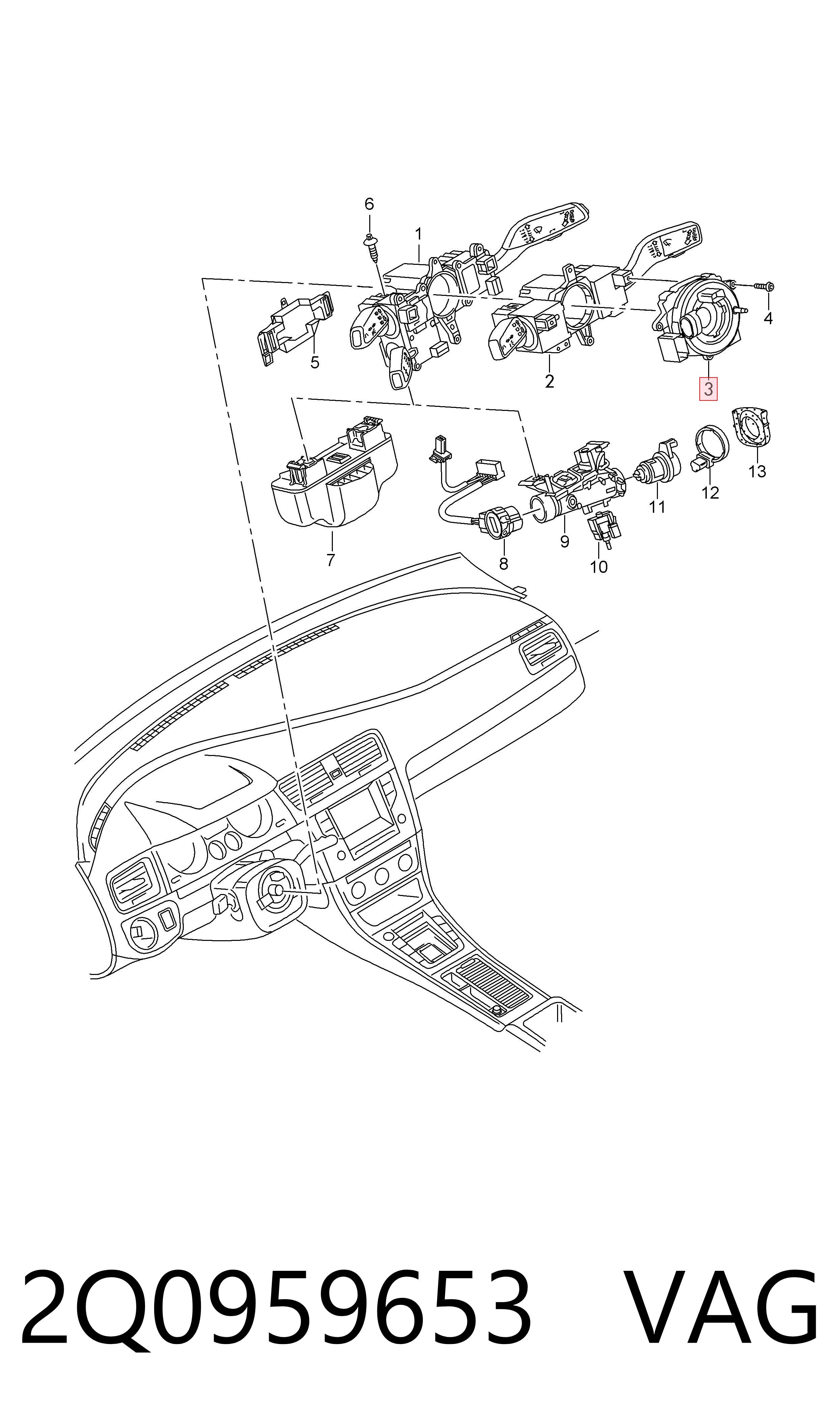 2Q0959653 VAG Anillo de AIRBAG 