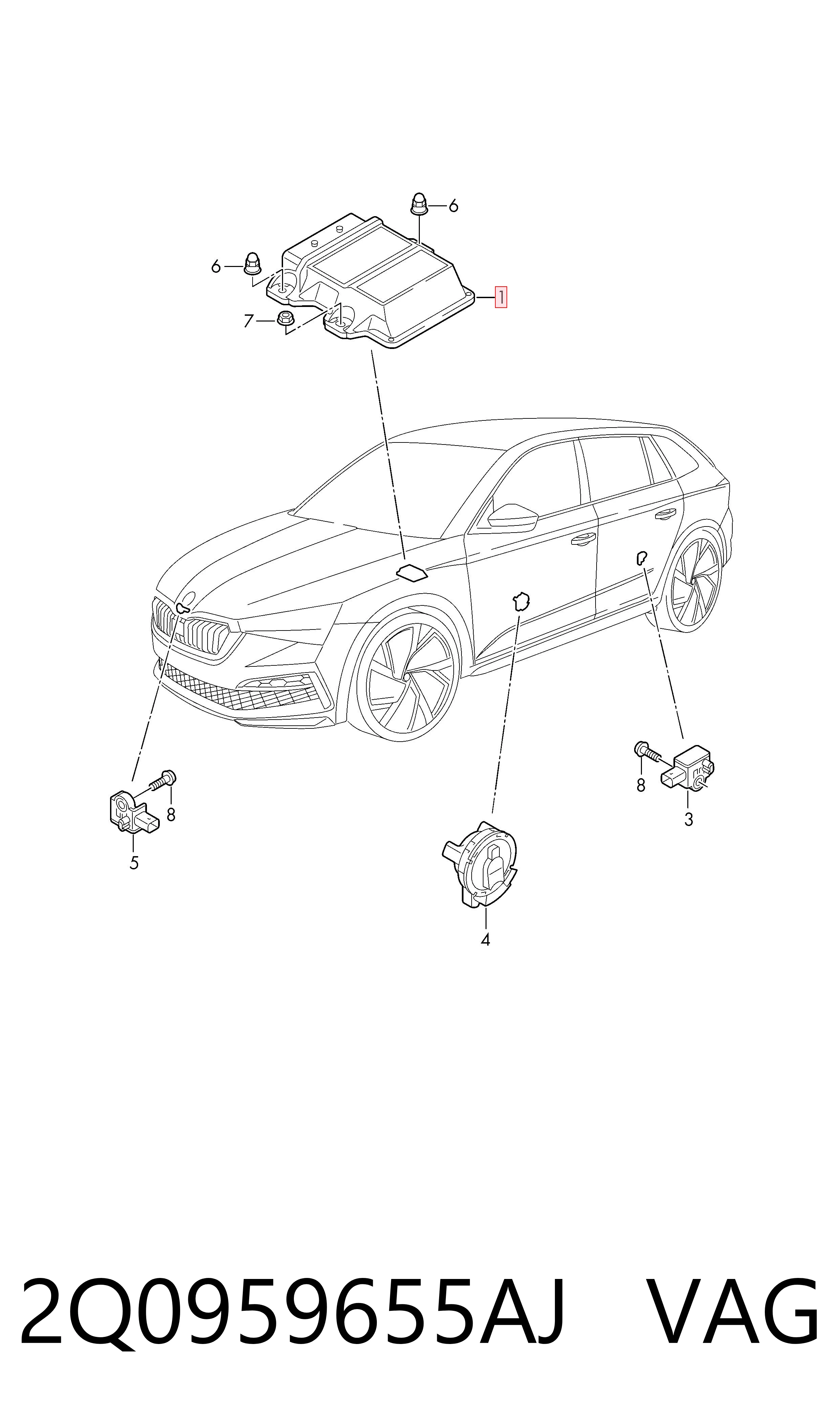Comprar 2Q0959655AJ VAG Módulo de control de airbag