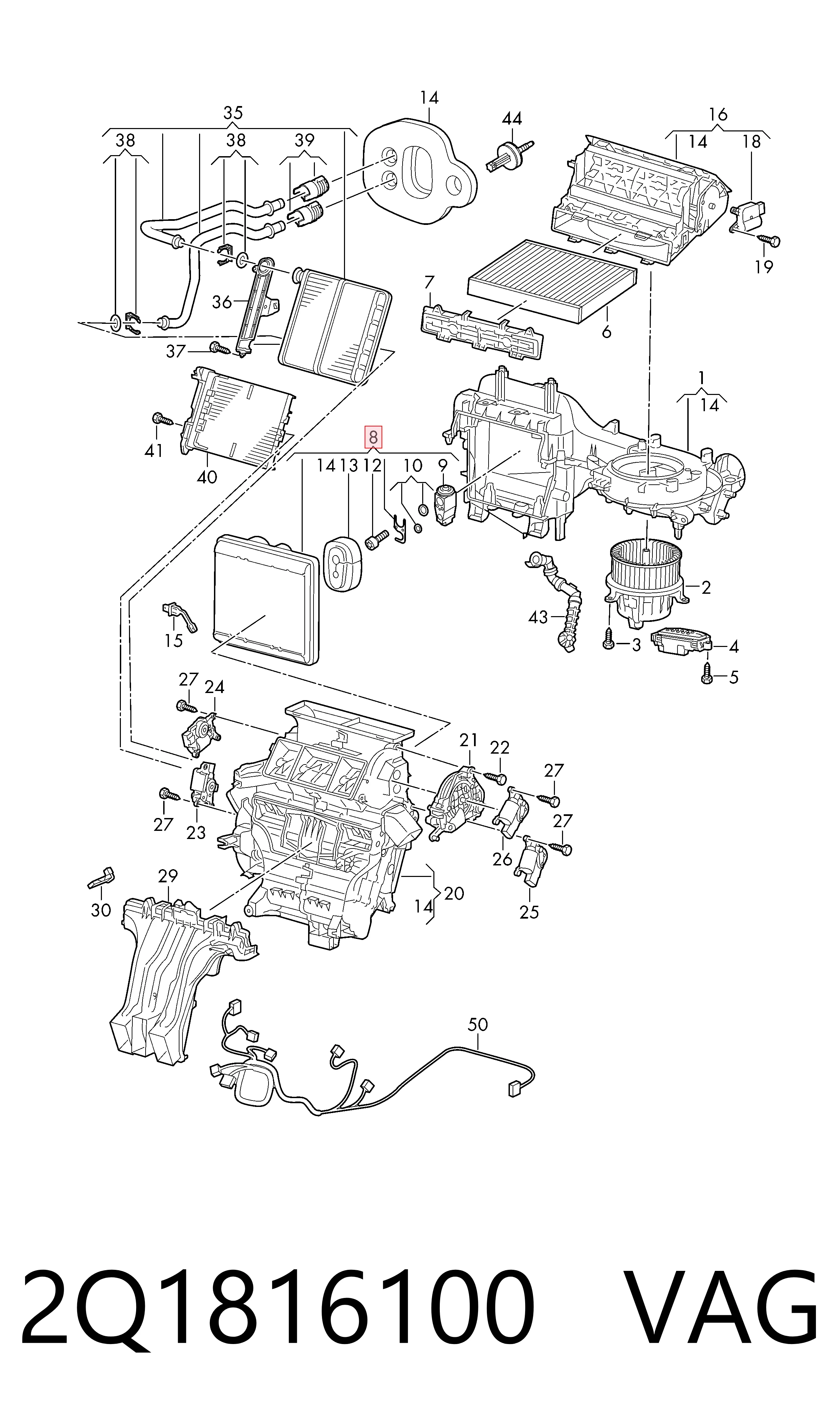 Evaporador, aire acondicionado para Volkswagen T-CROSS  C11, D31