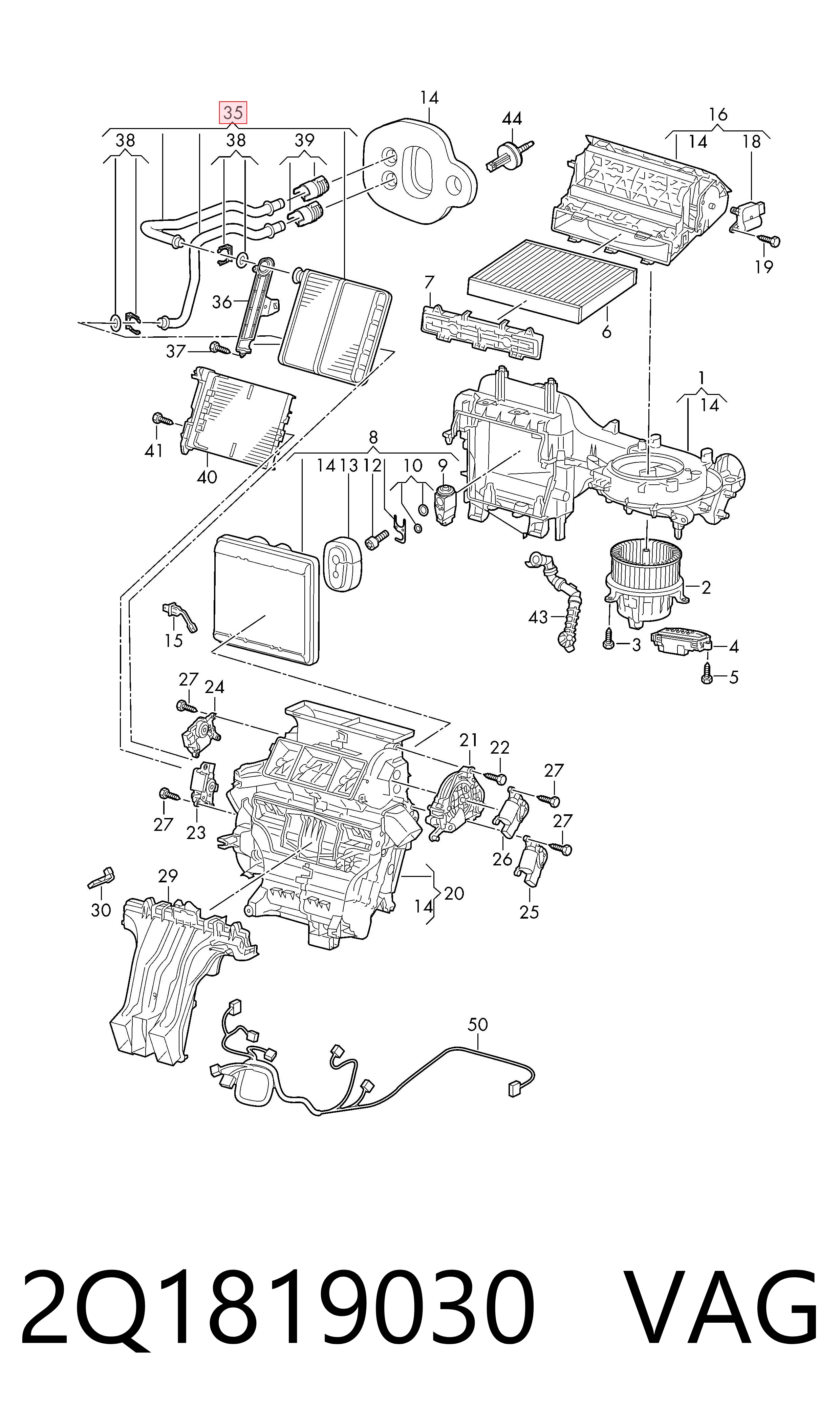 2Q1819030 VAG Radiador interior