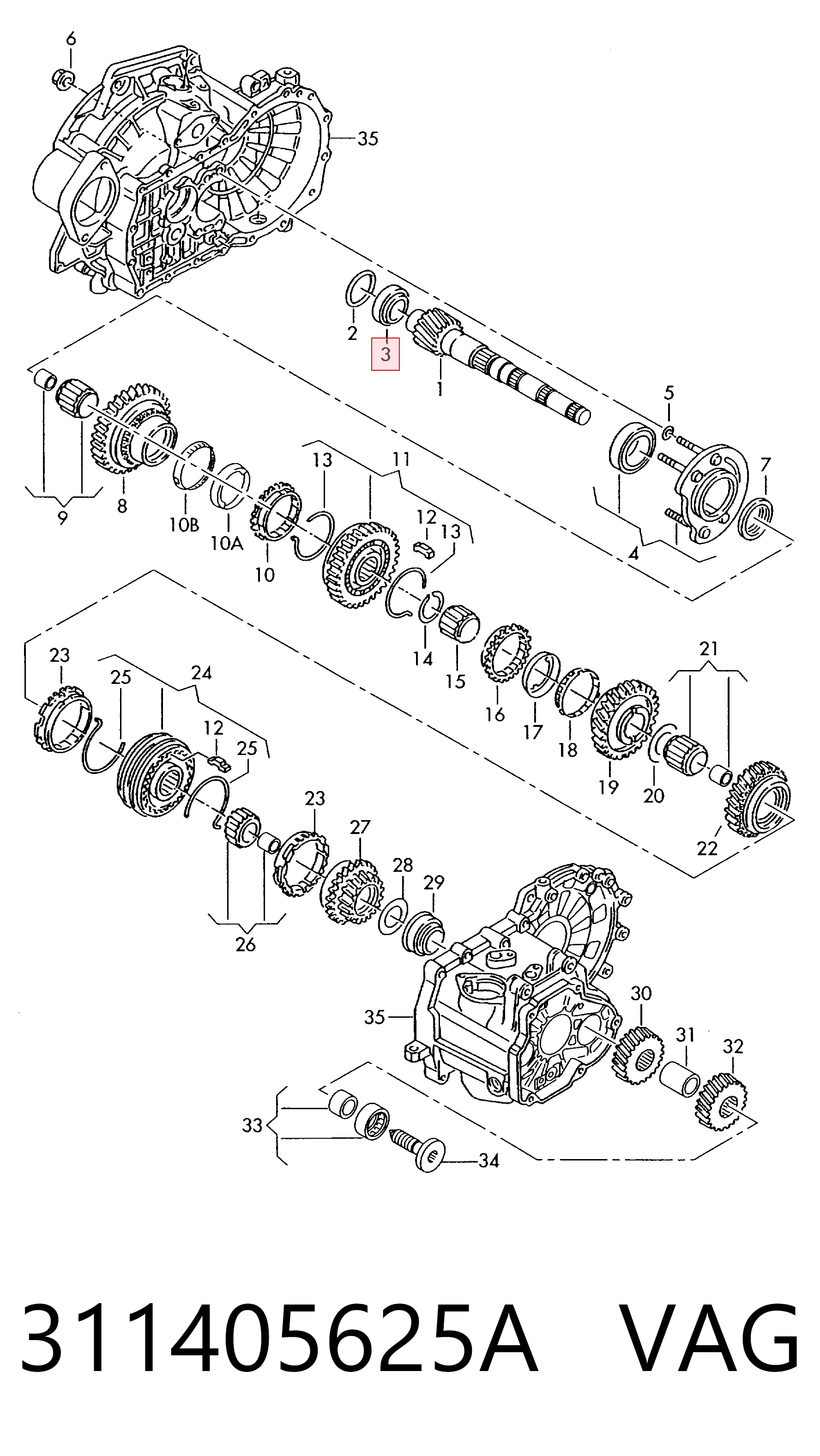 Cojinete interior de rueda trasera para Audi 80 89, 89Q, 8A