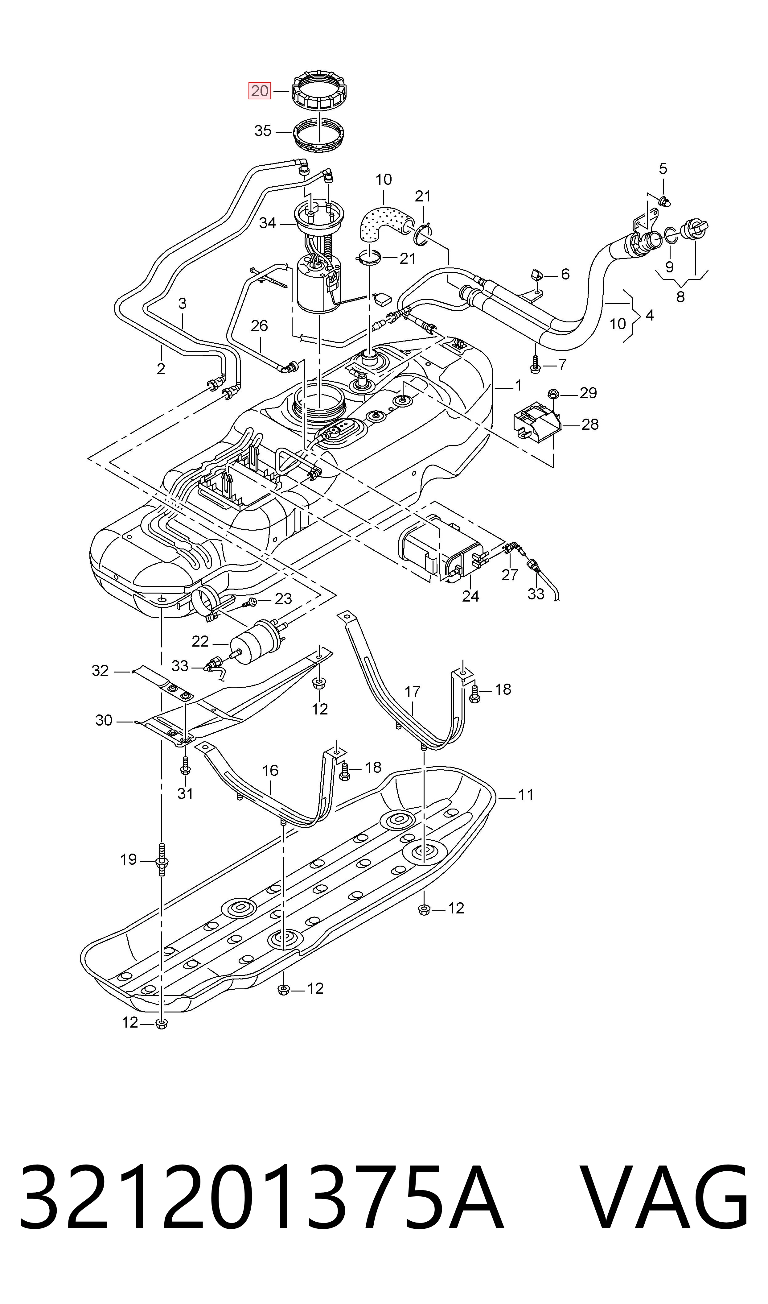 321201375A VAG Tapa de la bomba de combustible