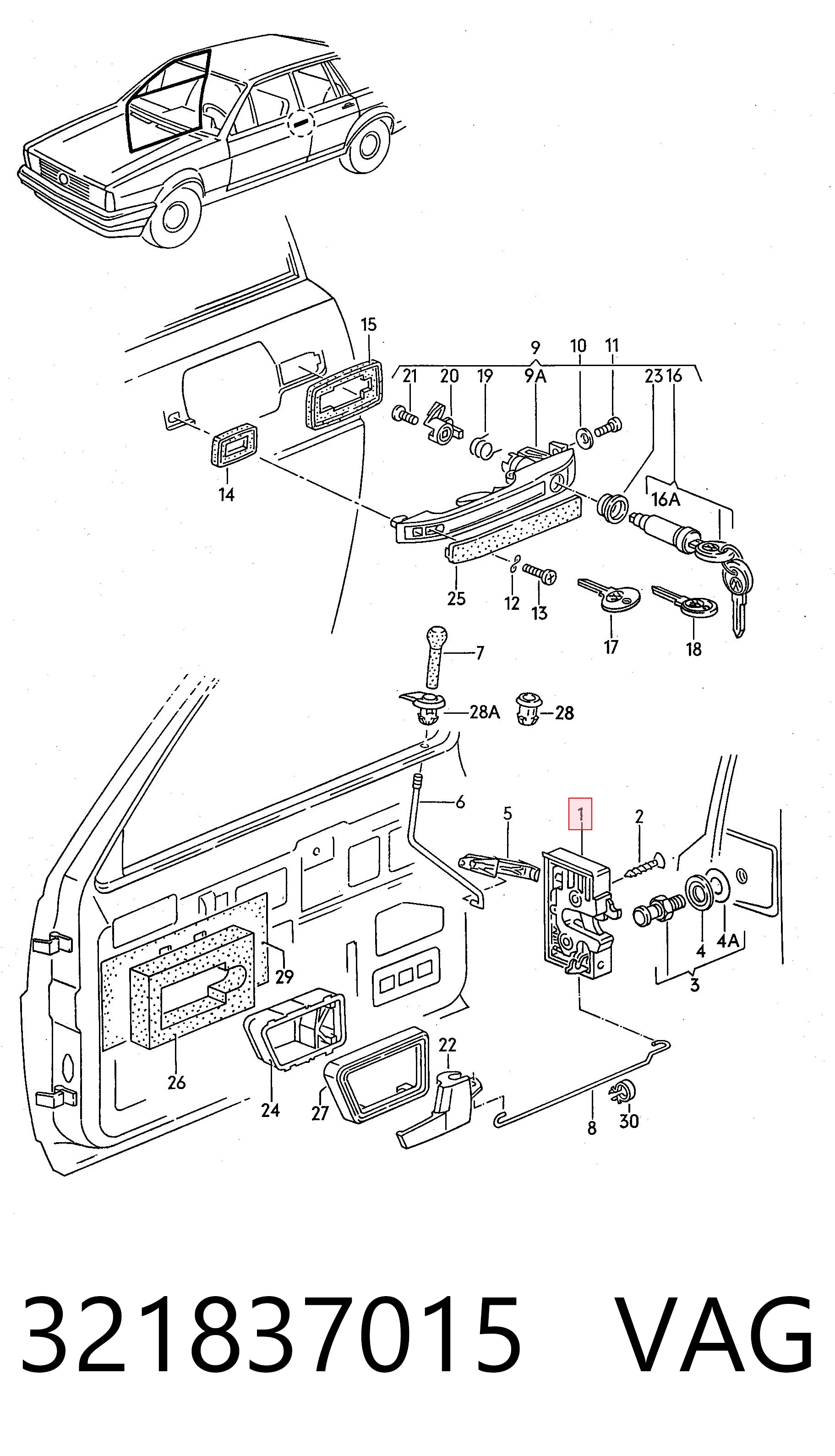 Comprar Cerradura Volkswagen Golf II 19E, 1G1