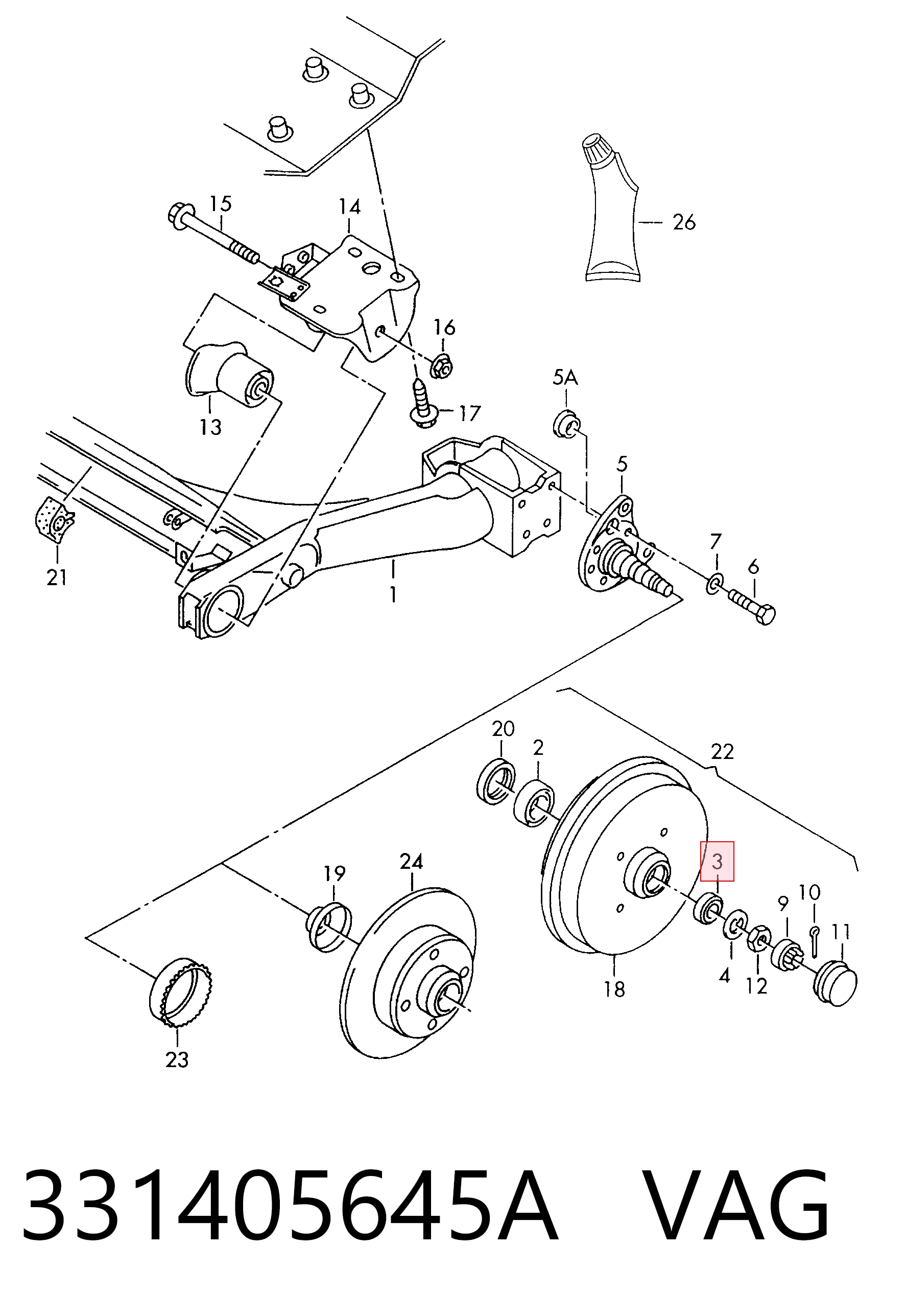 Cojinete exterior de rueda trasera para Audi 80 B3 89, 89Q, 8A
