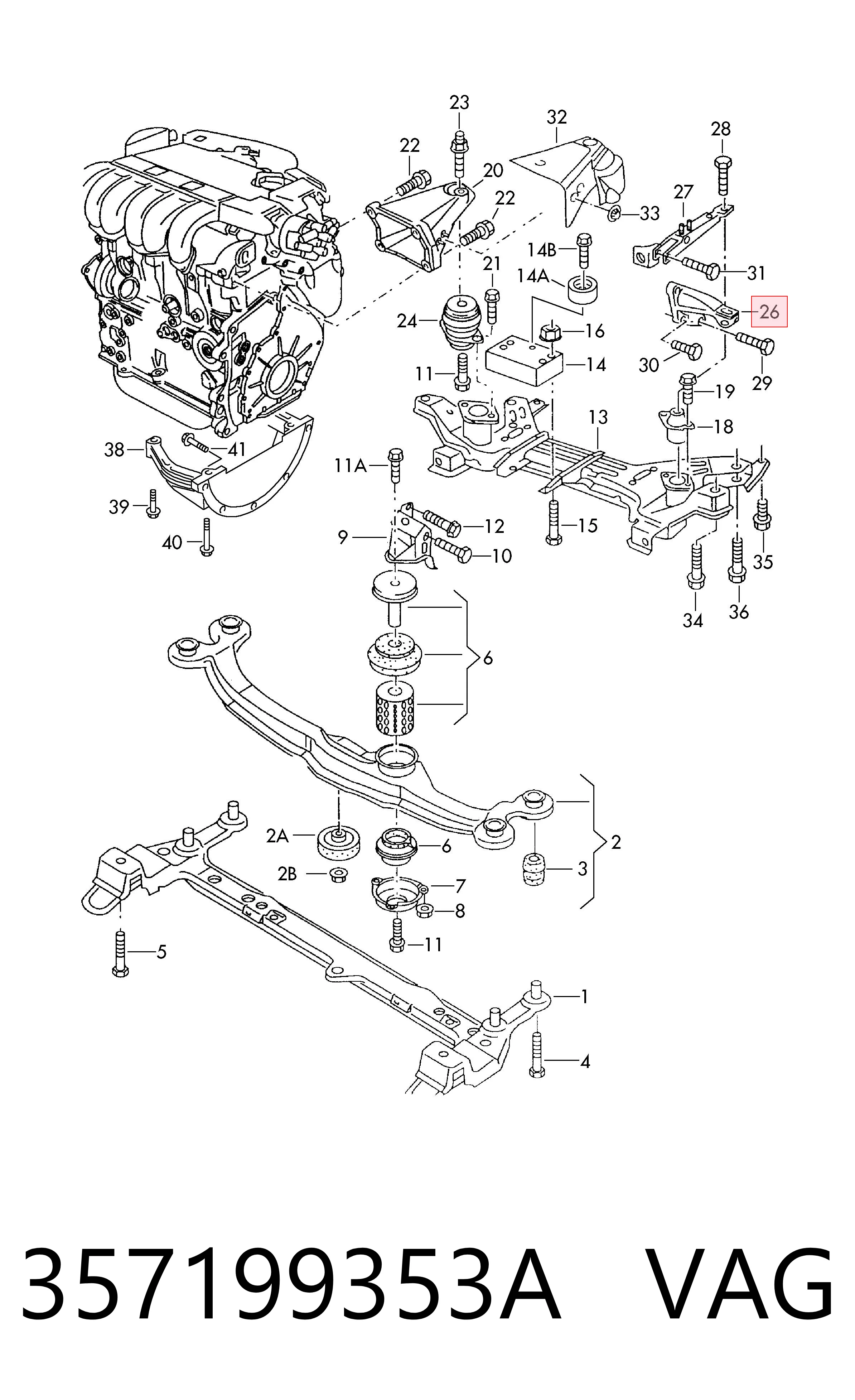 357199353A VAG Soporte del soporte izquierdo del motor
