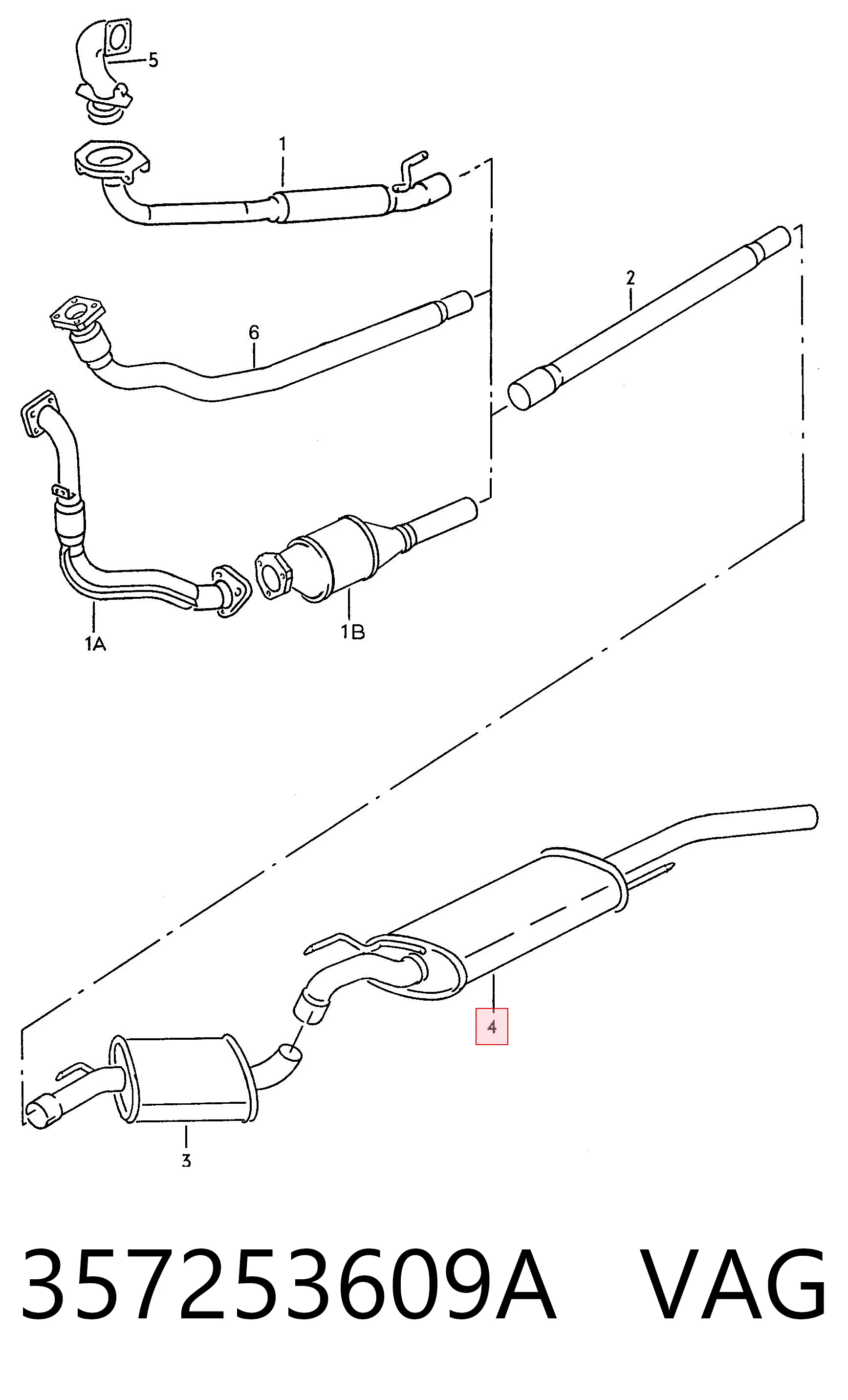 Silenciador trasero para Volkswagen Passat B3, B4 3A2, 351, 312