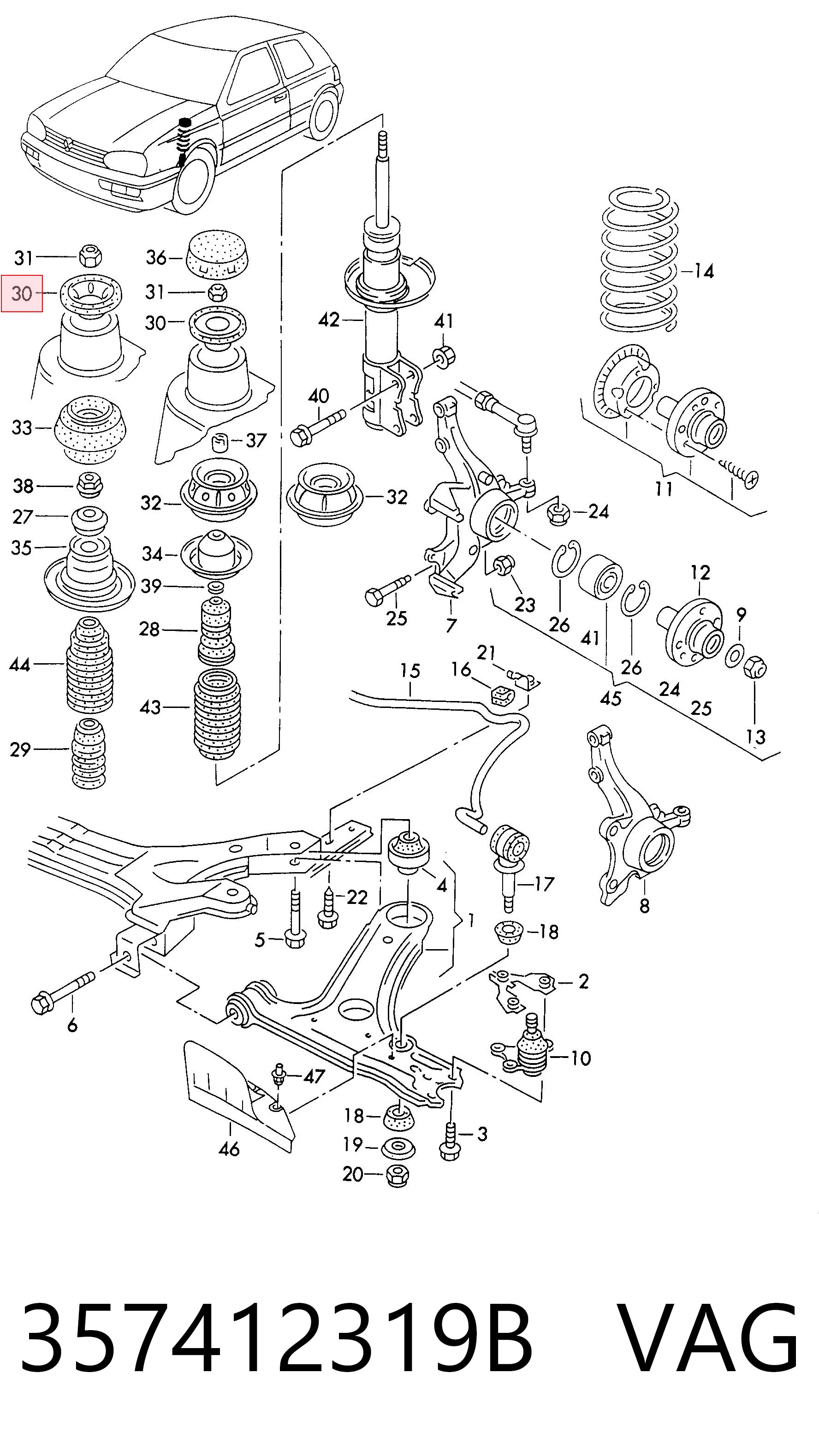 357412319B VAG Soporte del amortiguador delantero