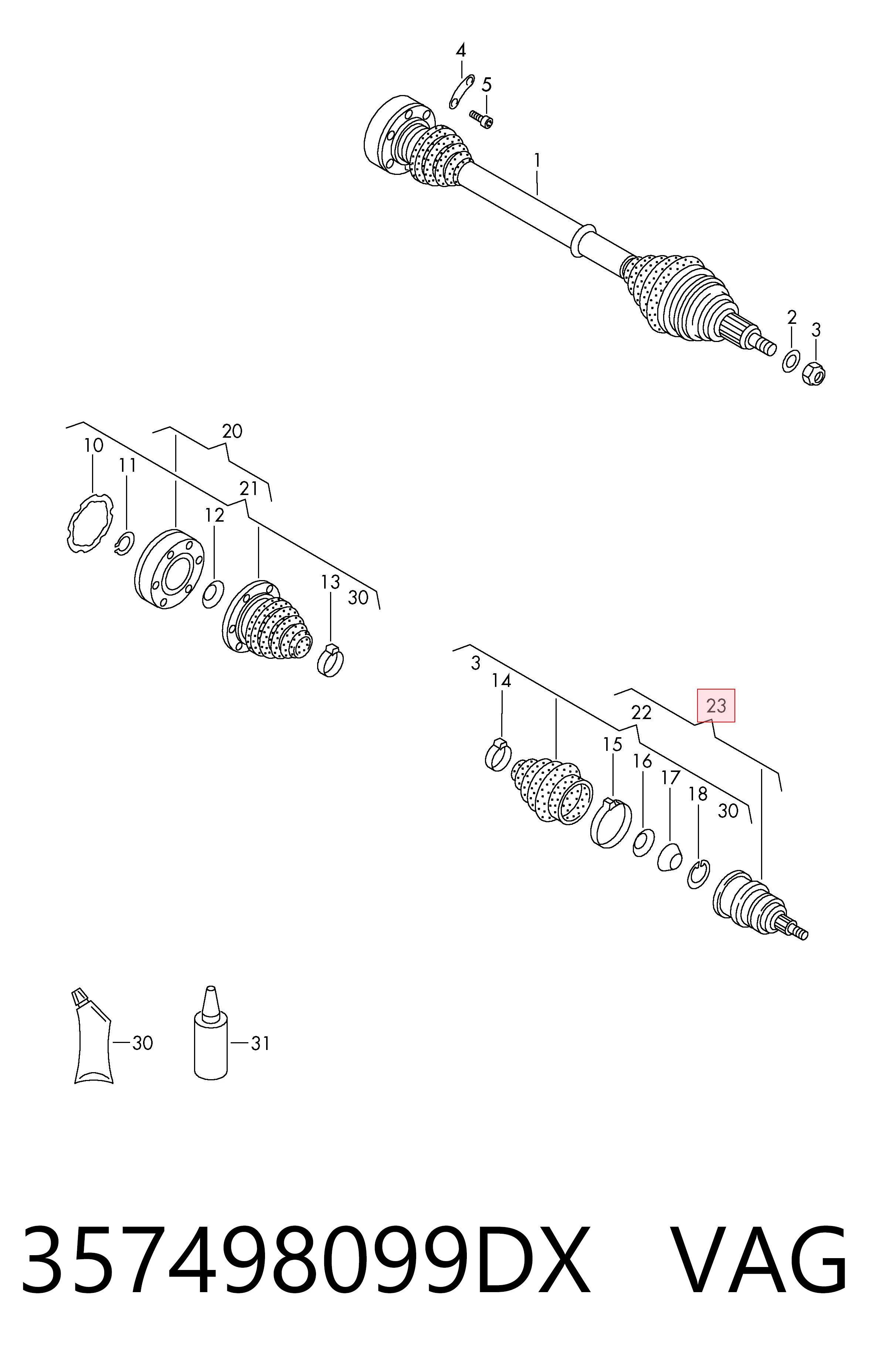 Junta homocinética exterior delantera para Audi 80  (81, 85)
