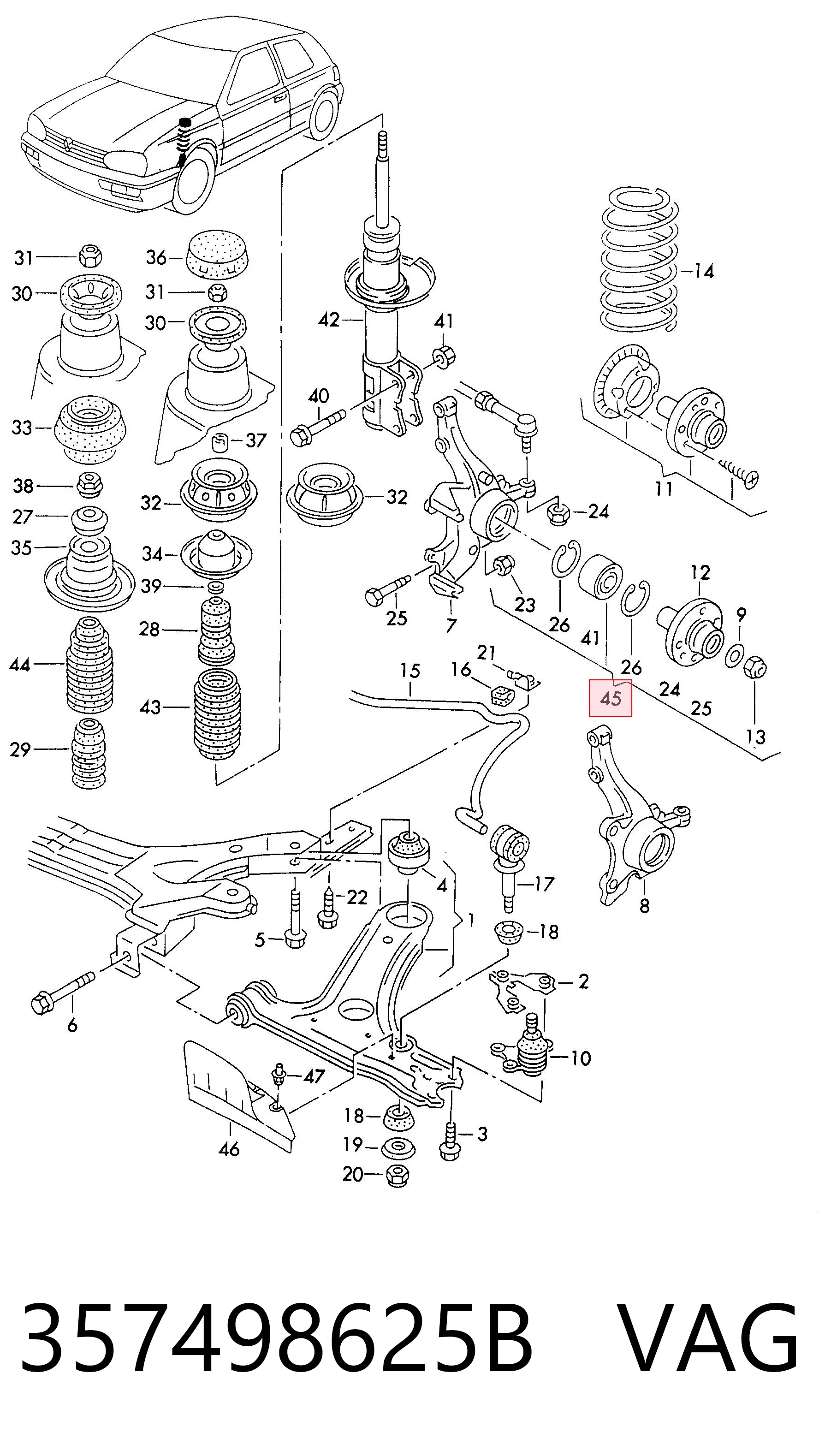 Rodamientos de rueda delantero Volkswagen Passat  (1988-1997)