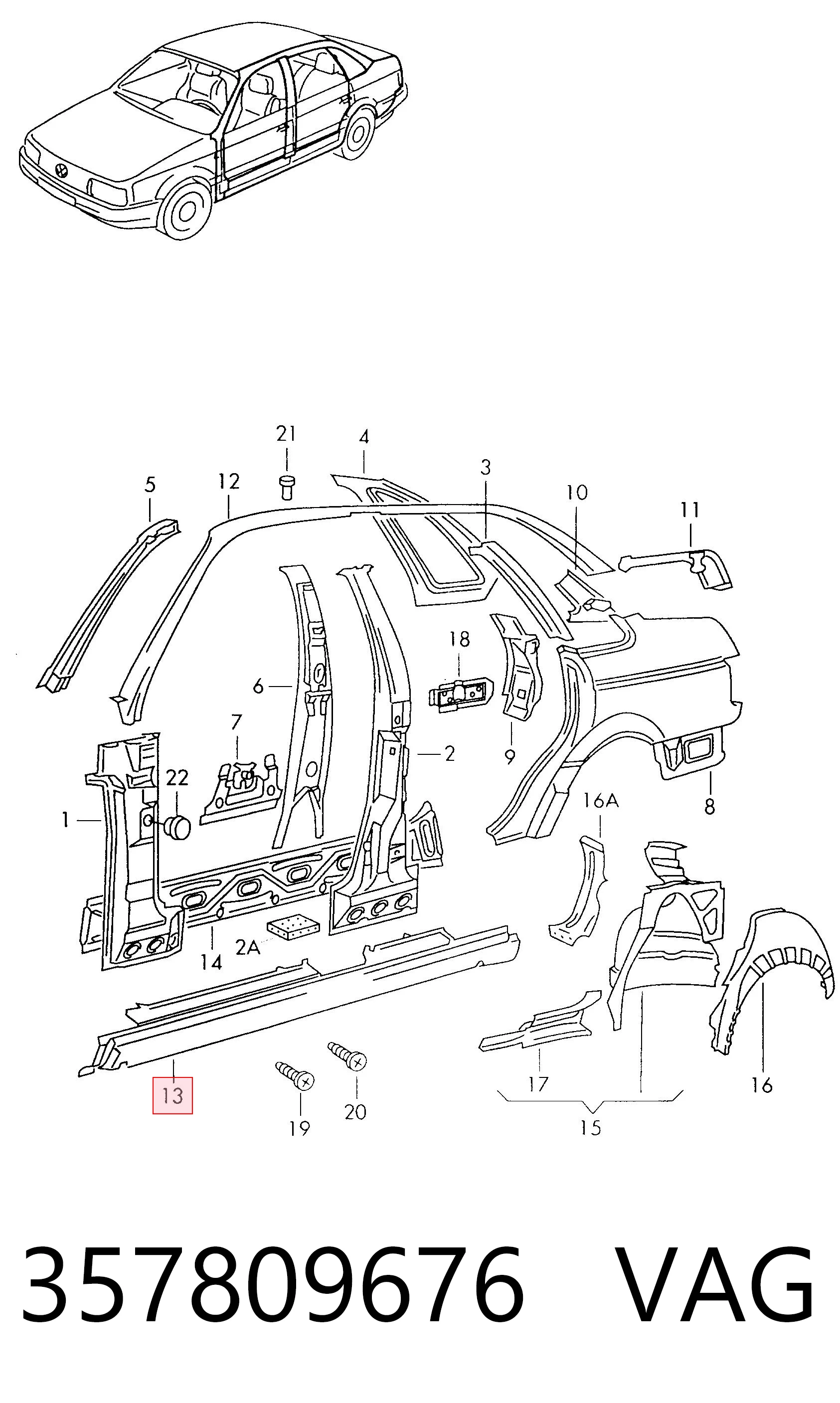 Comprar Umbral exterior derecho Volkswagen Passat  3A5, 351, 315 a bajo precio