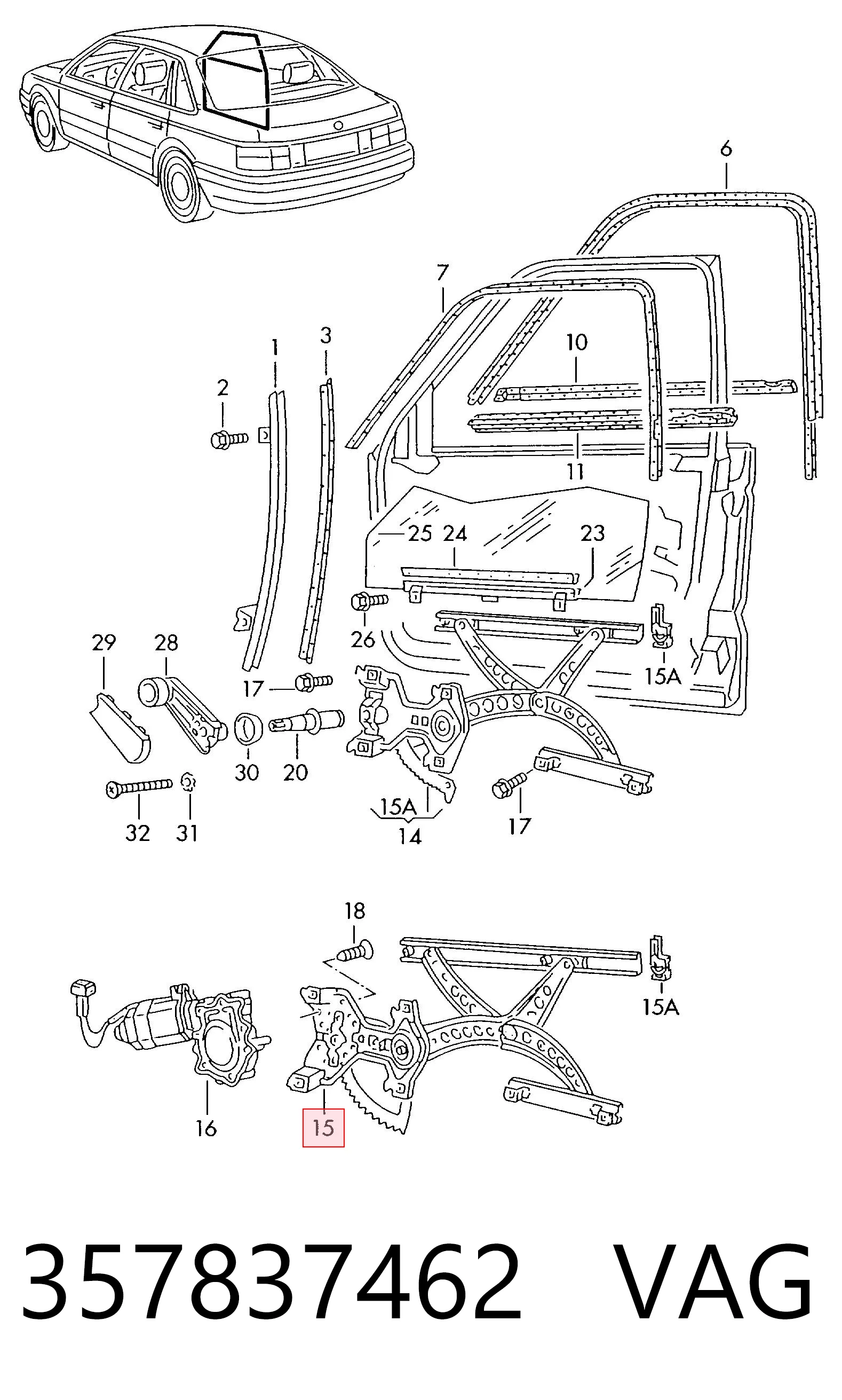 Comprar Mecanismo de elevalunas de la puerta delantera derecha Volkswagen Passat  3A5, 351, 315 a bajo precio