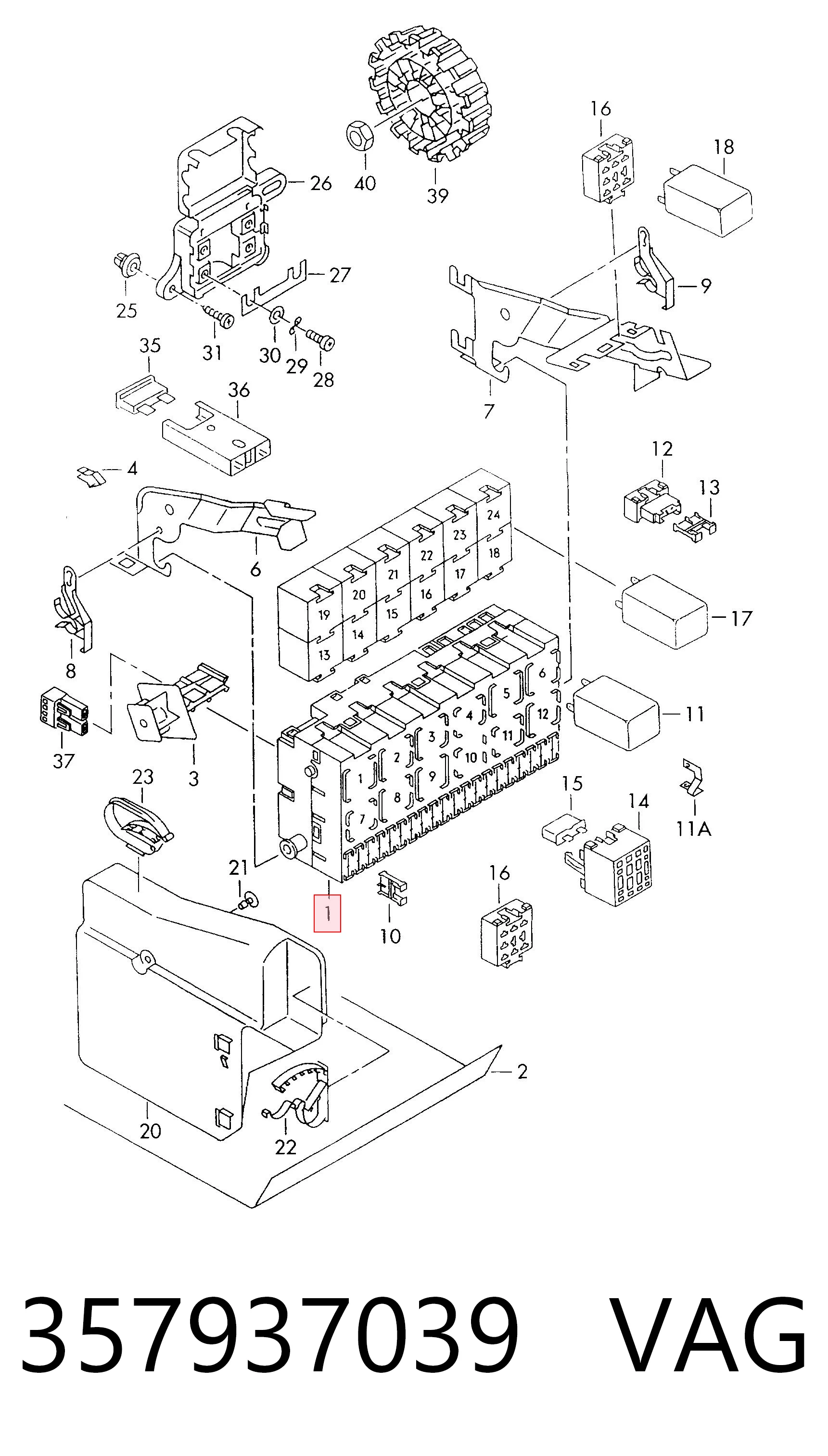 Caja de relés y fusibles para Volkswagen Golf III 1E7