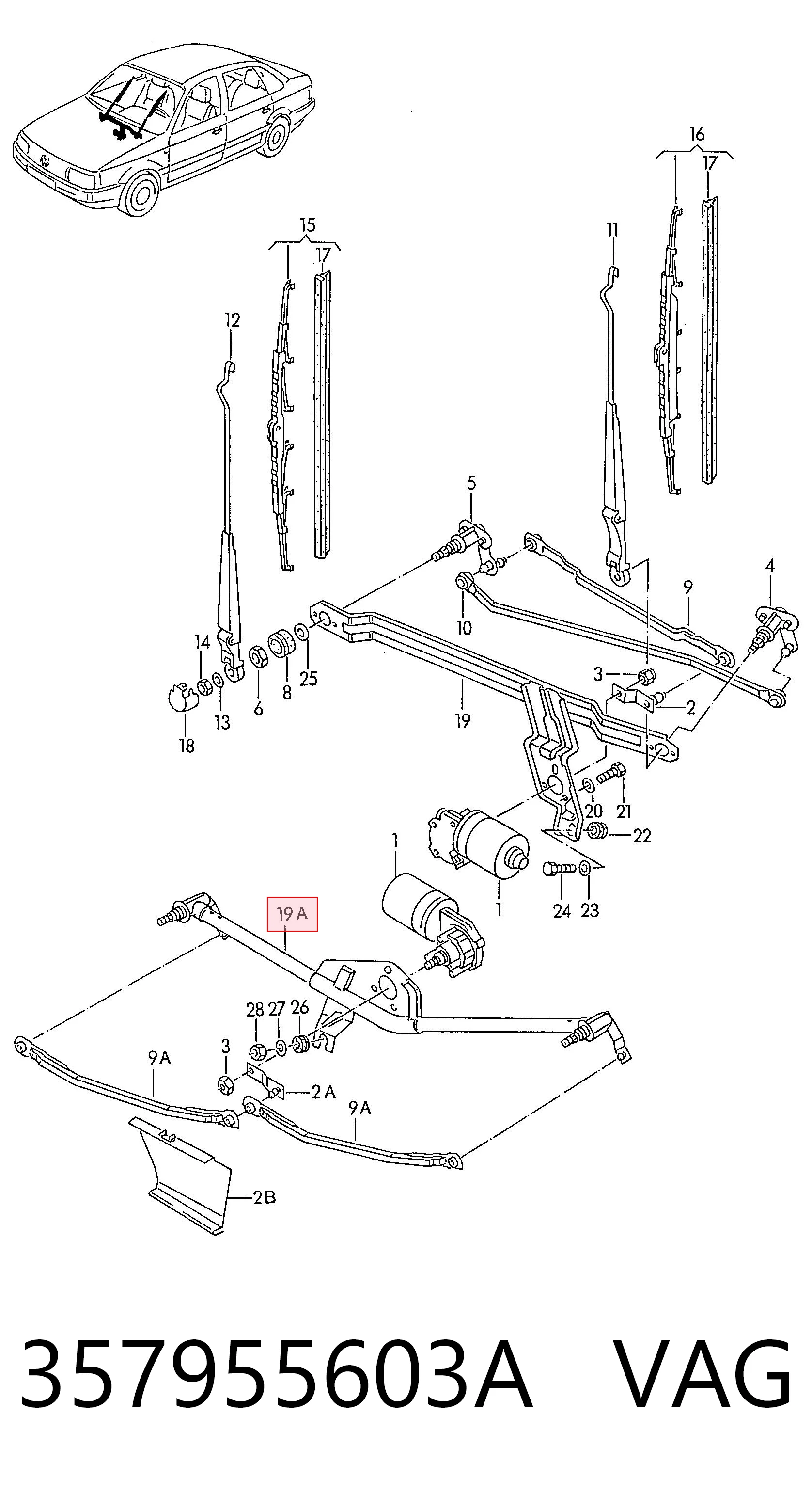 Comprar Trapezio del limpiaparabrisas Volkswagen Passat  3A5, 351, 315 a bajo precio