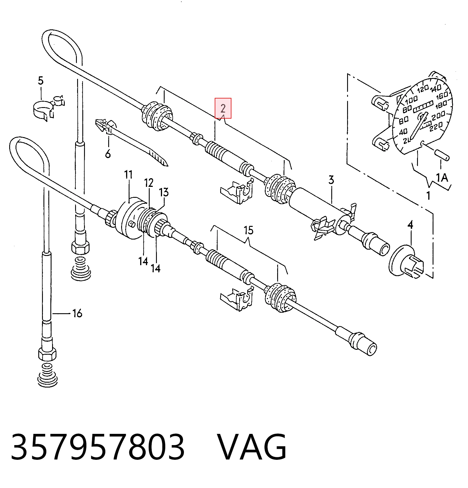 Cable del velocímetro 357957803 VAG