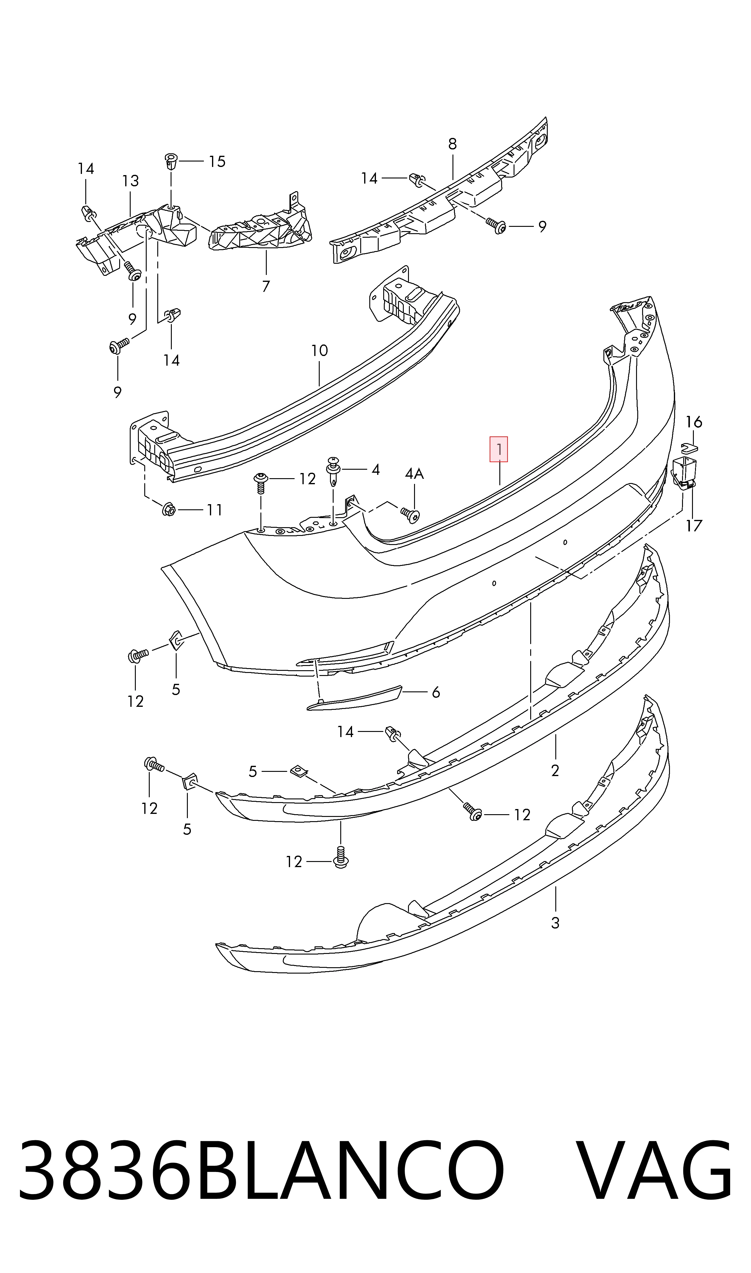  Parachoques trasero Seat Ibiza 