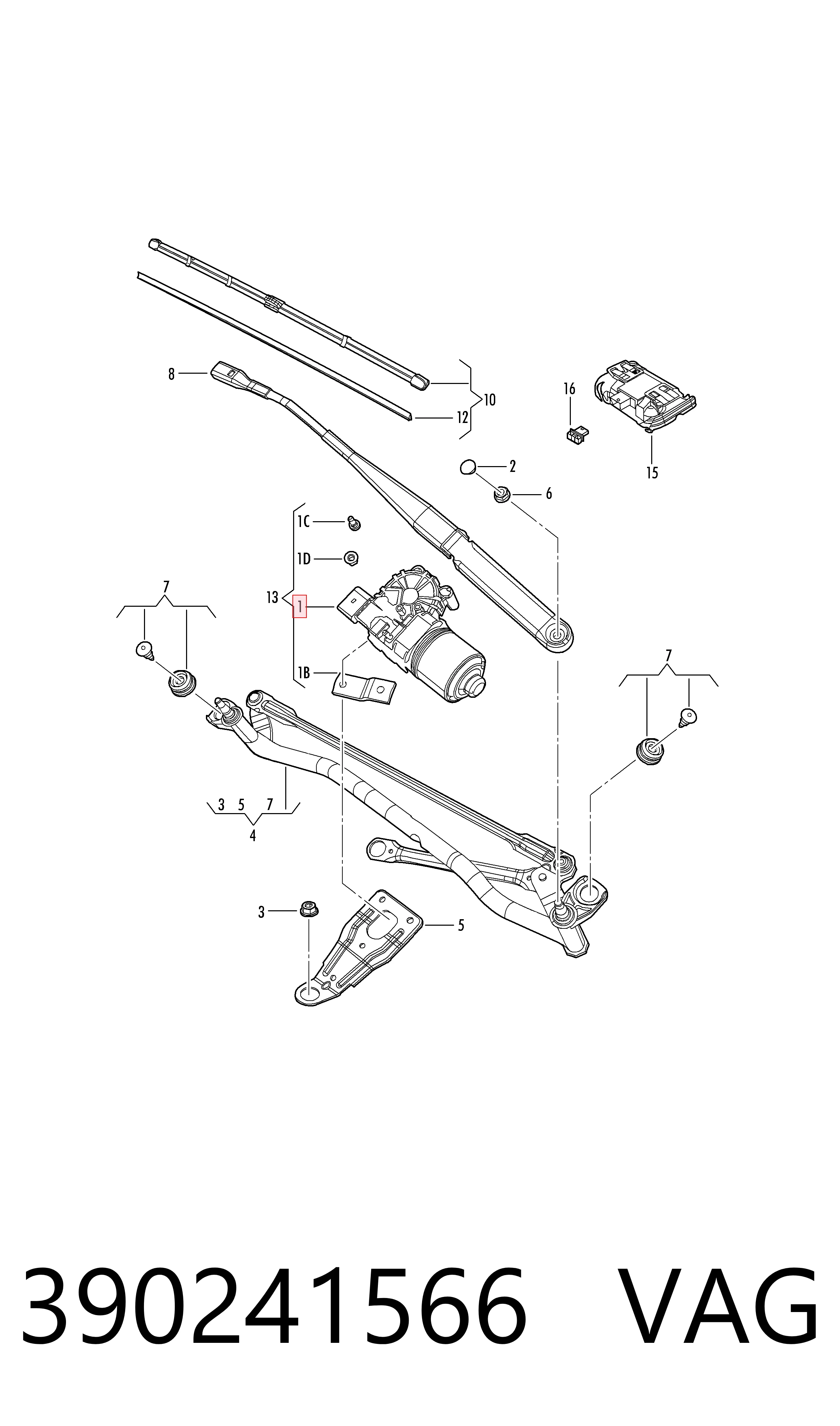 Motor limpiaparabrisas para Volkswagen Jetta VI 162, 163, AV3, AV2, AY2, AY3