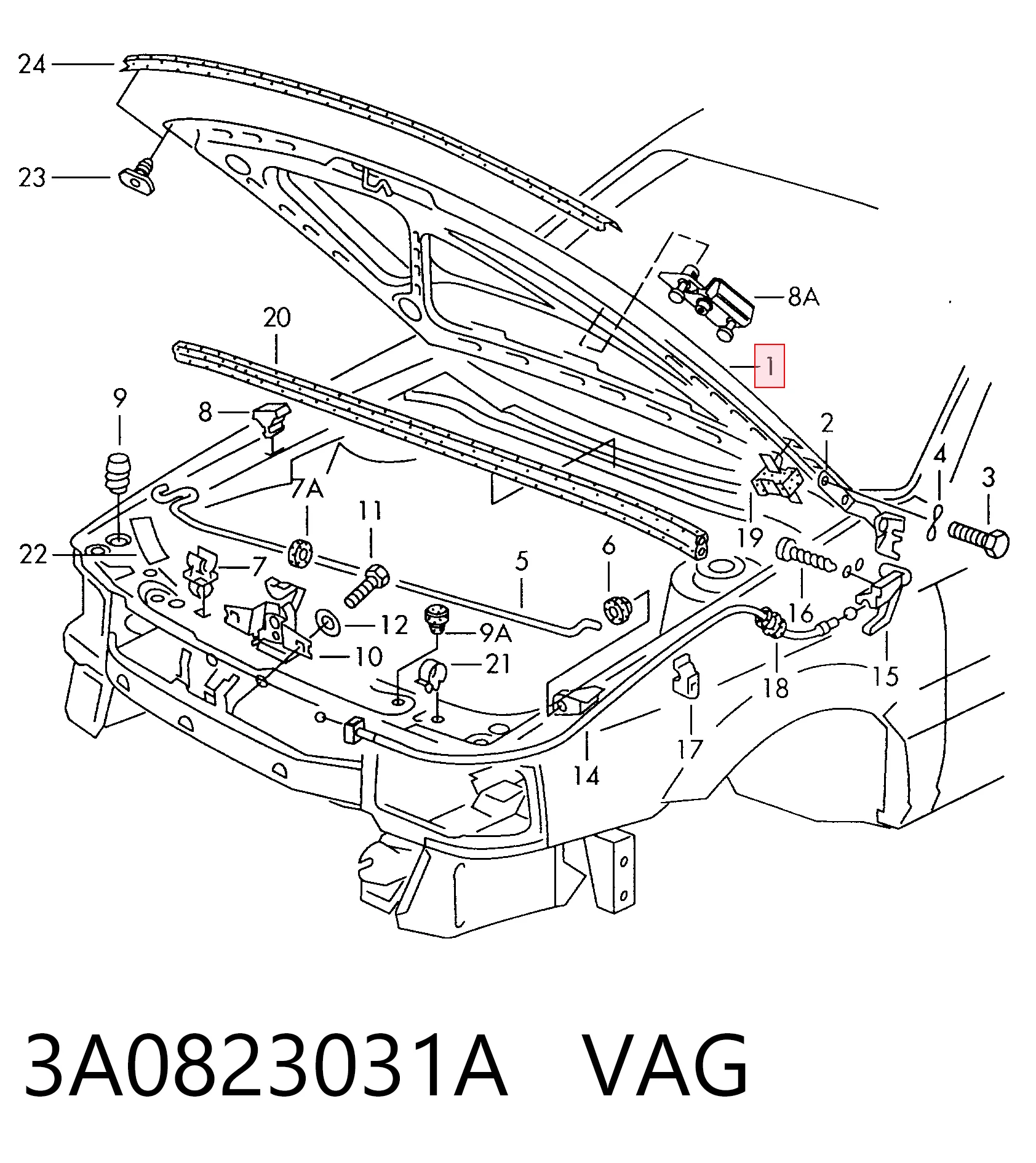 Capó delantero para Volkswagen Passat B3, B4 3A2, 351, 312